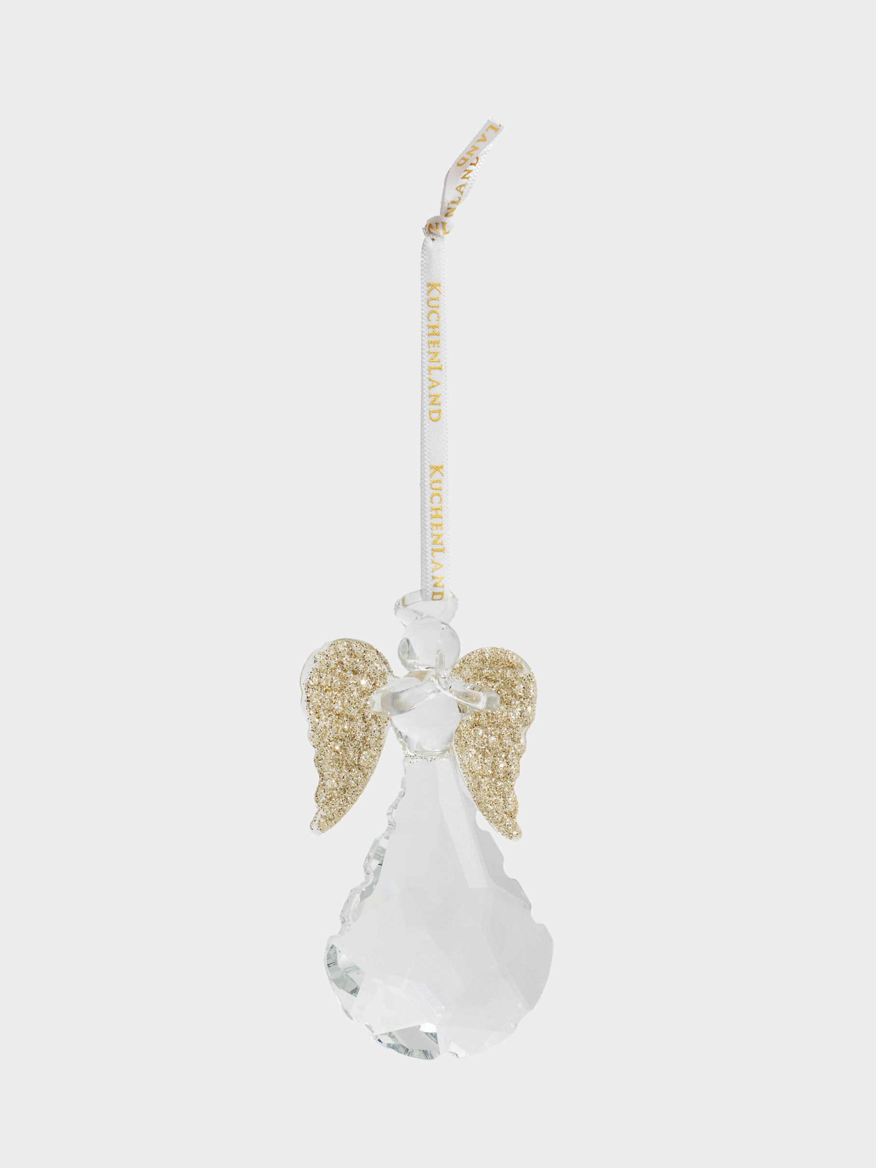 Игрушка елочная, 8 см, стекло, шампань, с блестками, Ангел, Angel Figurine, image-1