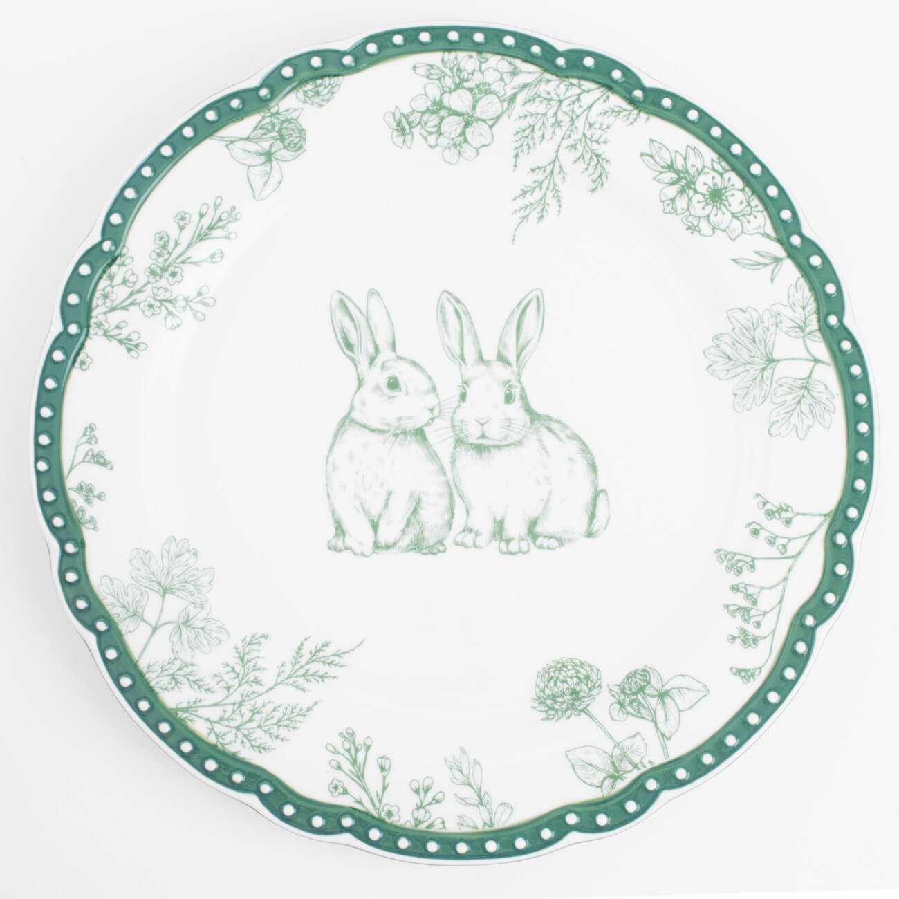 

Тарелка обеденная, 27 см, керамика, бело-зеленая, Кролики и цветы, Easter blooming