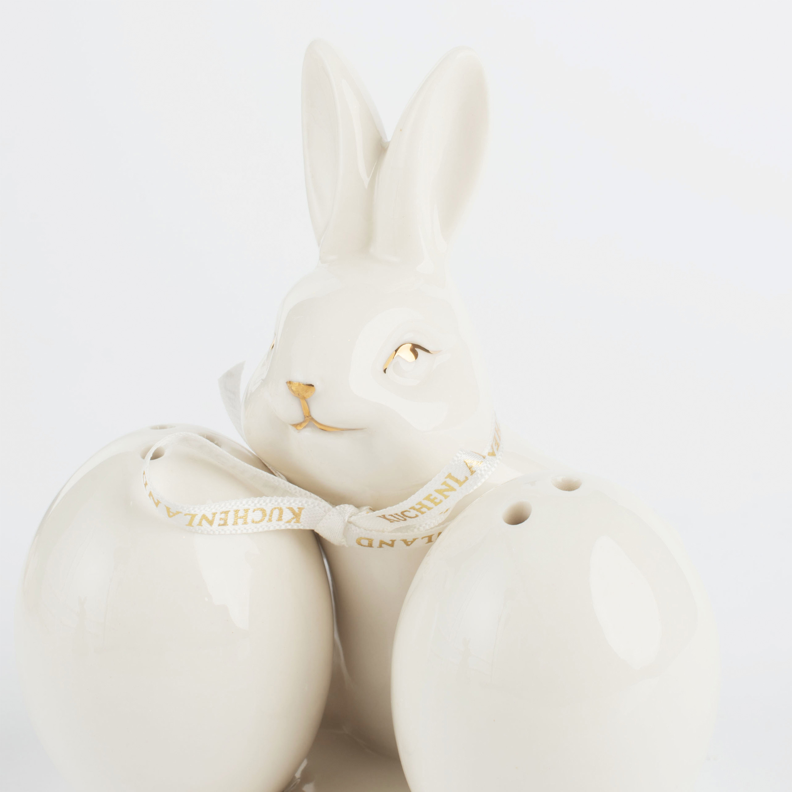 Набор для соли и перца, 12 см, на подставке, фарфор Р, белый, Кролик и яйца, Easter gold изображение № 6