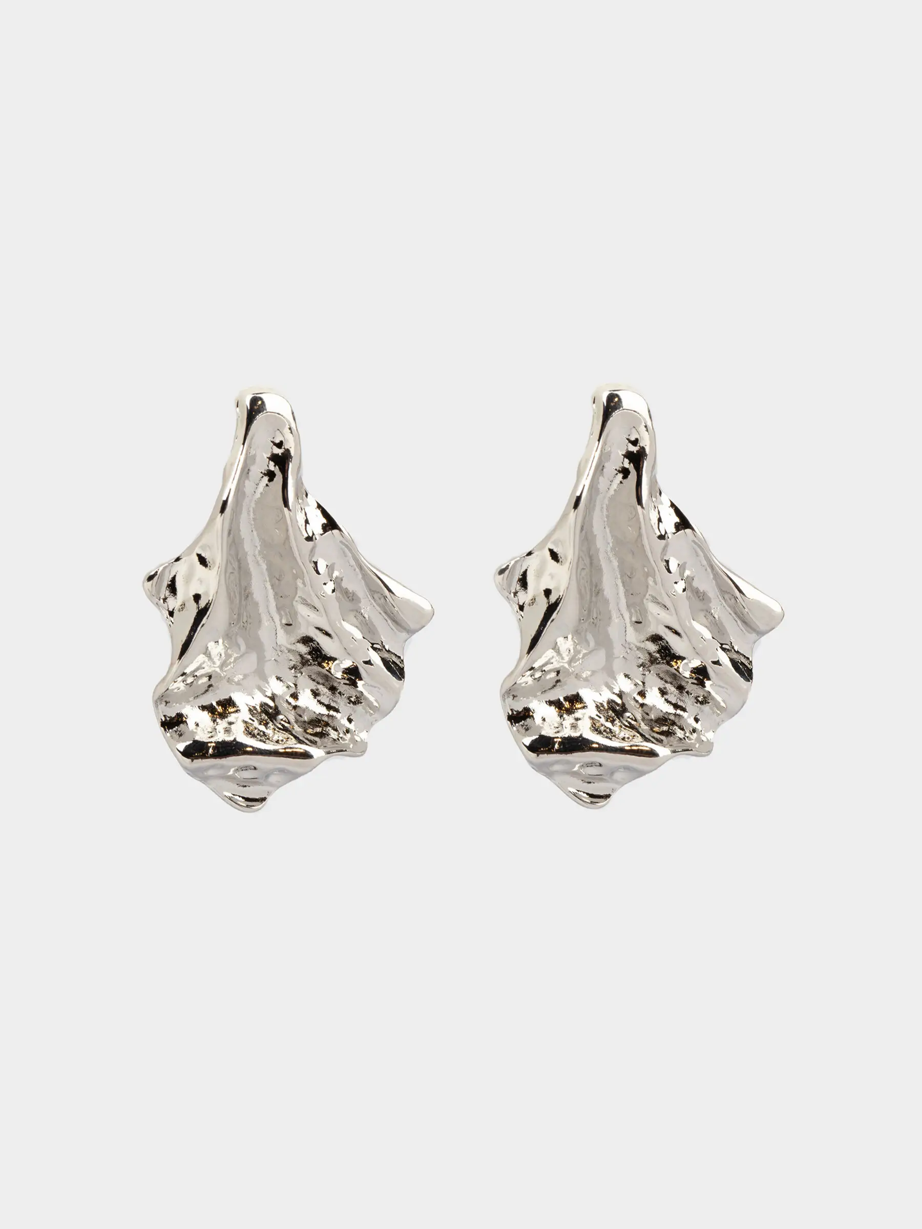 Серьги-пусеты, 5 см, 2 шт, металл, серебристые, Мятый эффект, Jewelry