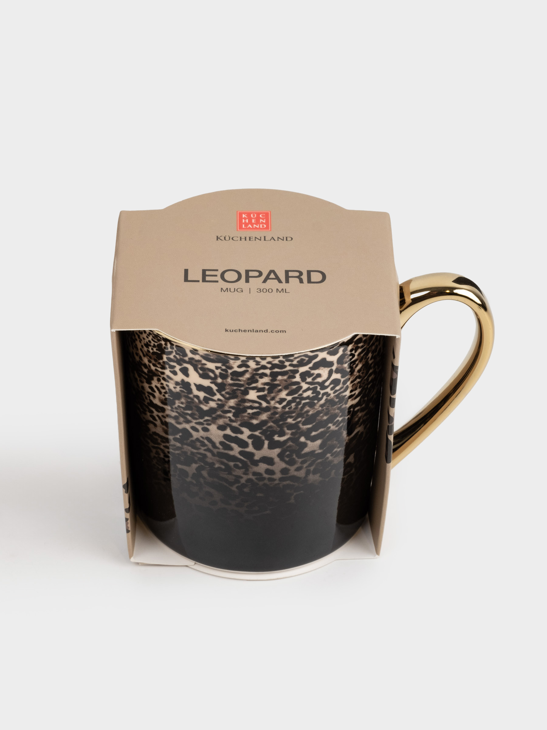 Кружка, 300 мл, фарфор N, черно-золотистая, Леопард, Leopard, image-3