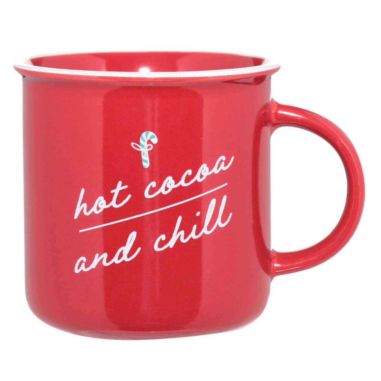 

Кружка, 400 мл, керамика, красная, Hot cocoa and chill, Mug title