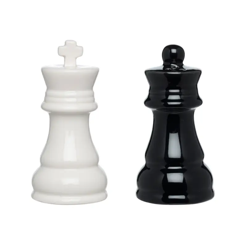Набор для соли и перца, 9 см, фарфор P, черный/белый, Шахматы, Chess ,image-0