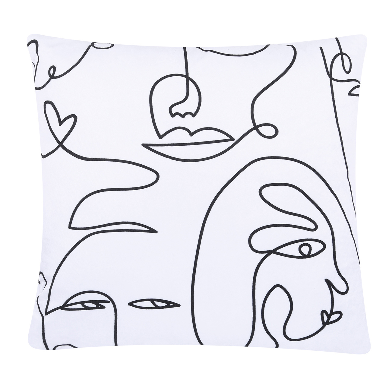 

Подушка декоративная, 45х45 см, вельвет, белая, Контурные лица, Face
