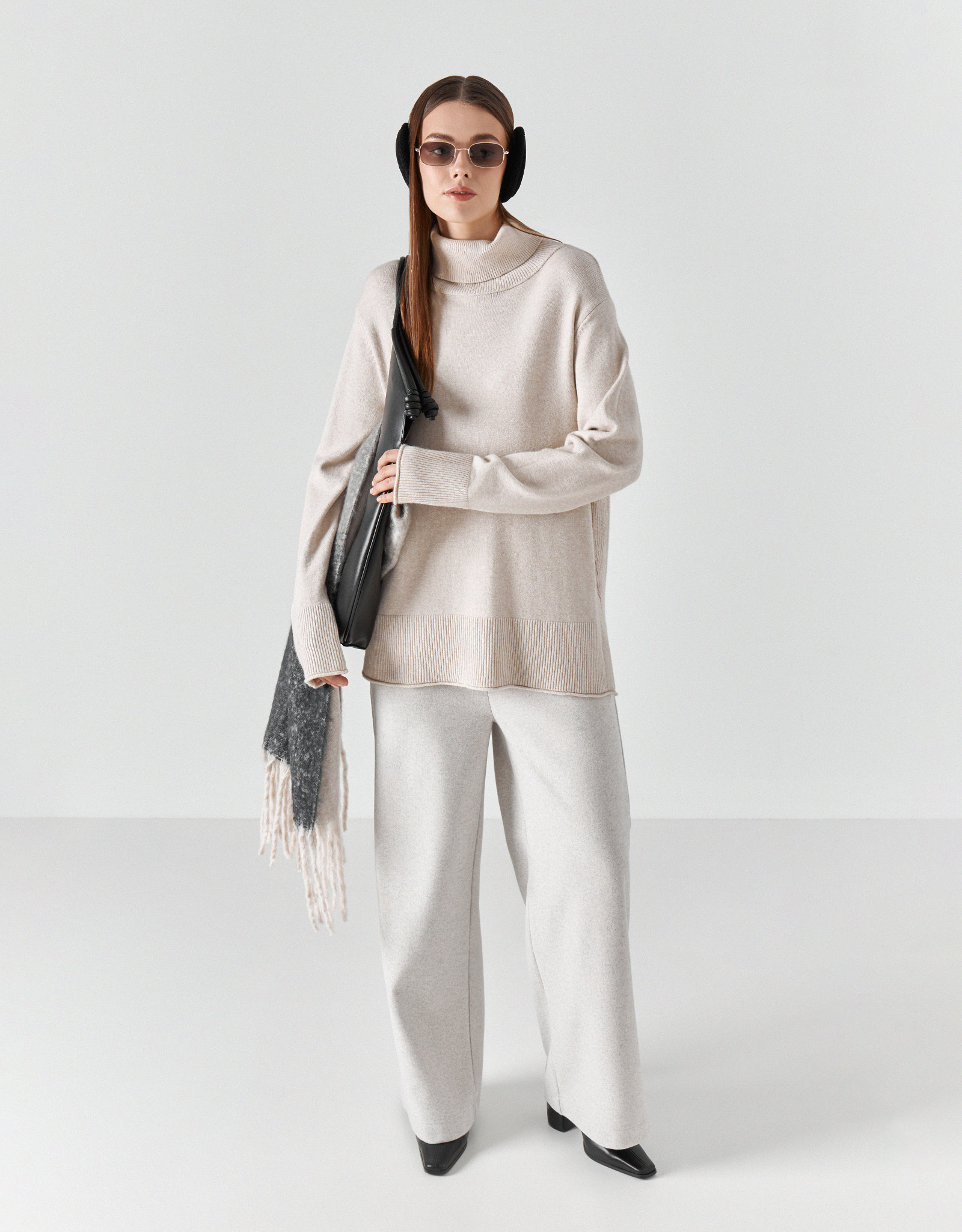 Шарф женский, 180x50 см, полиэстер, серо-бежевый, Loop, image-9