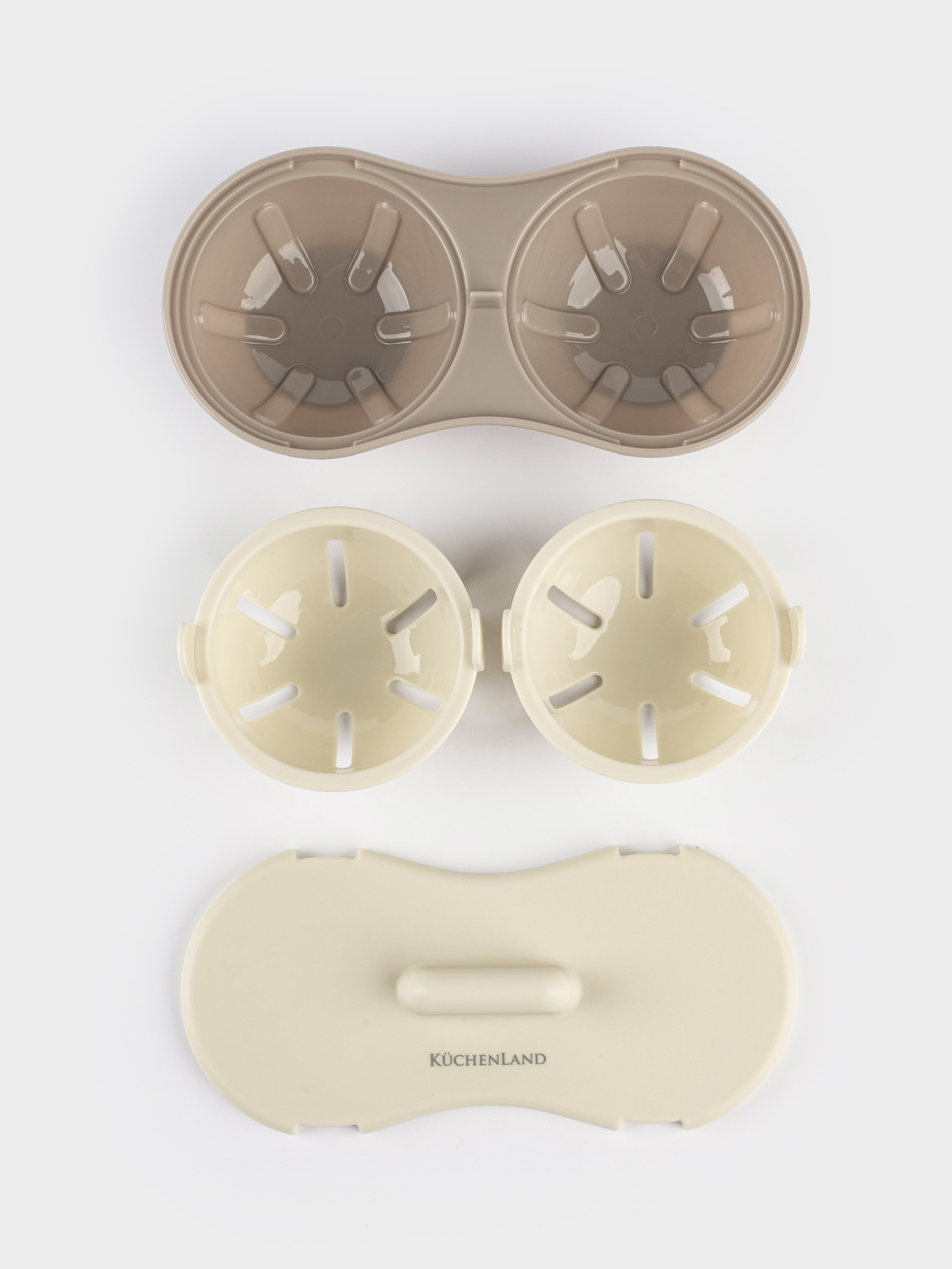 Форма для яйца-пашот в микроволновой печи, 21x11 см, 2 отд, пластик, бежевая, Soft kitchen, image-7