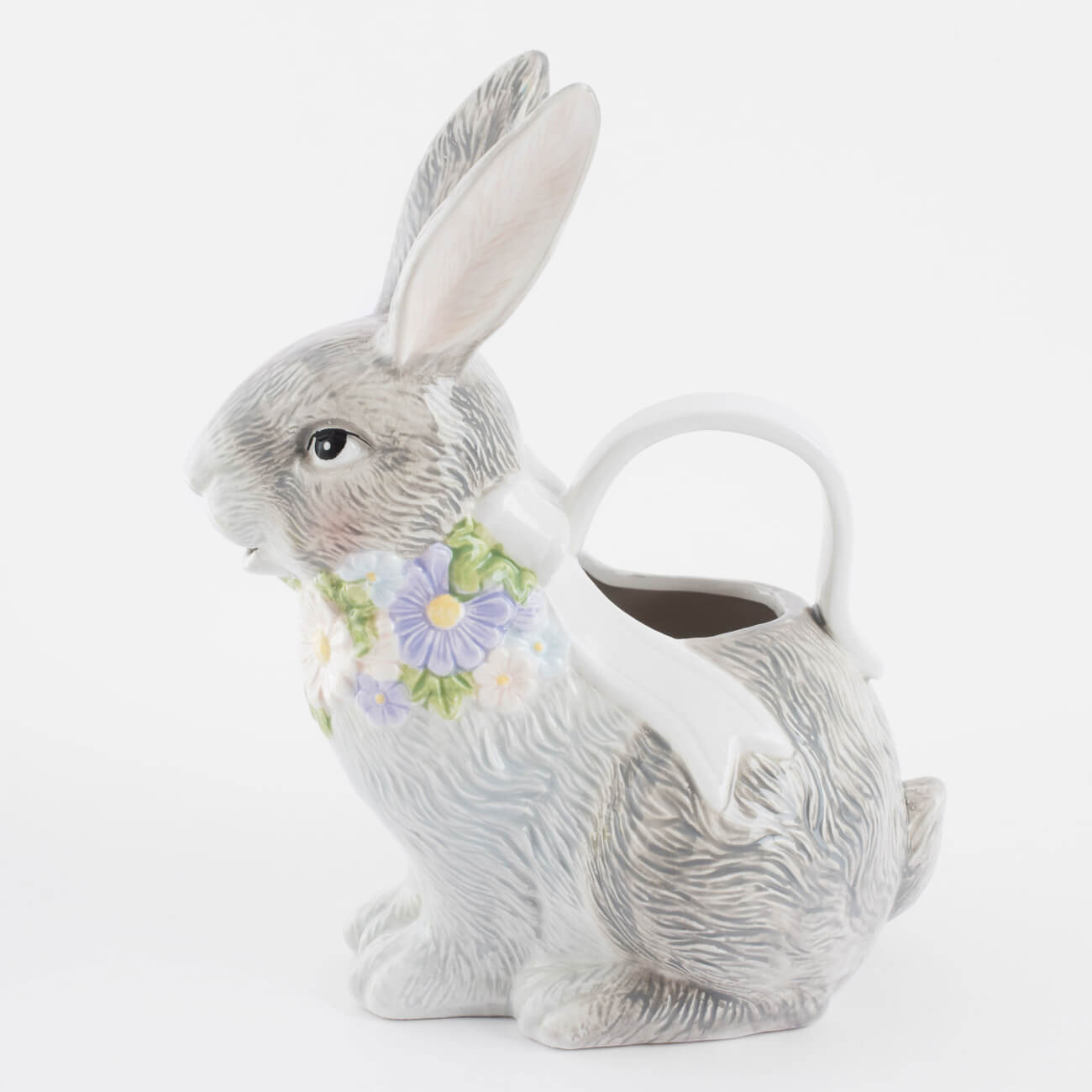 сувенир керамика кролик яйцо зелёный флок 15 8х8 5х8 5 см Кувшин, 1 л, керамика, серый, Кролик с бантом, Pure Easter