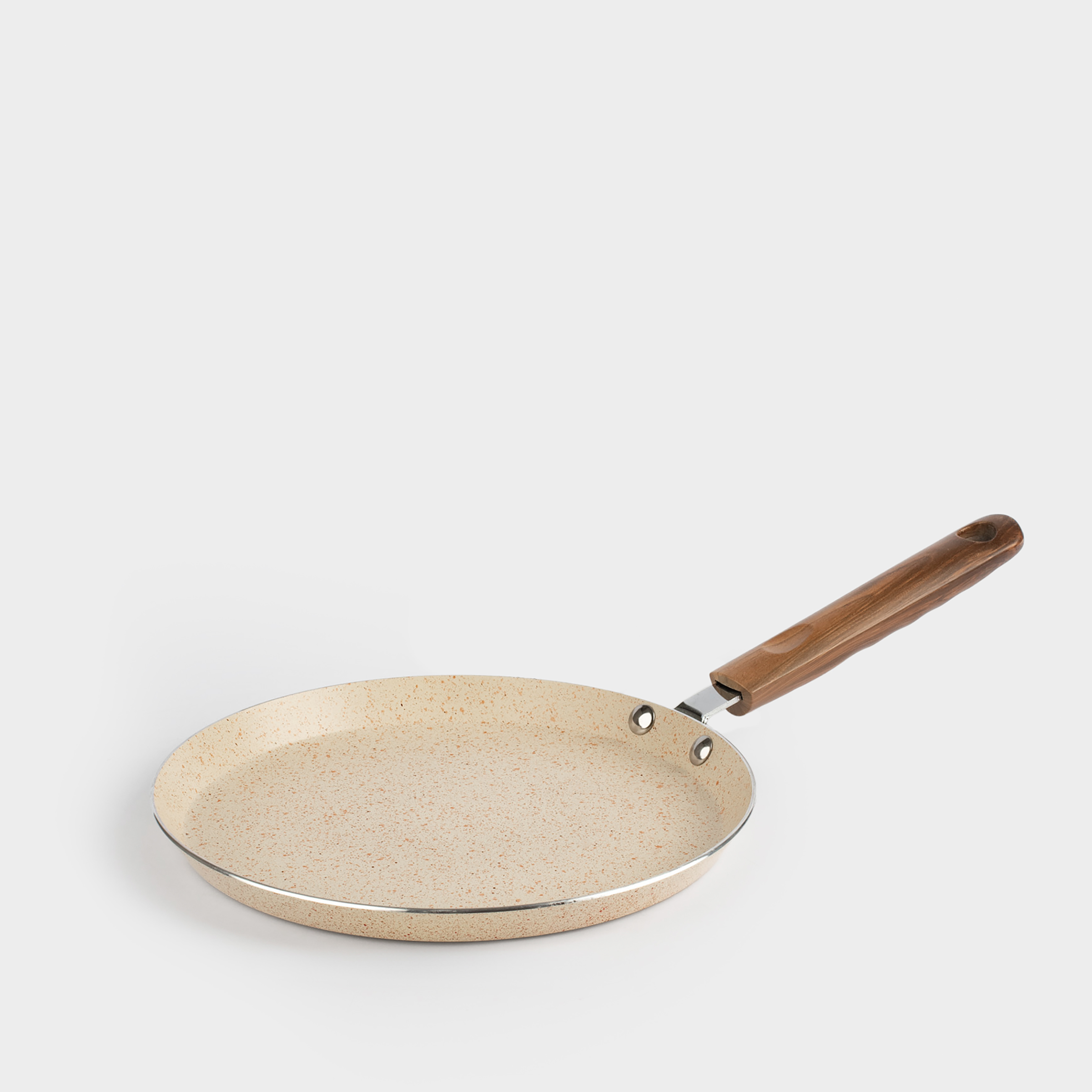 Сковорода блинная 22 см с покрытием с блинной лопаткой металлдерево кремовая Crepe 2490₽