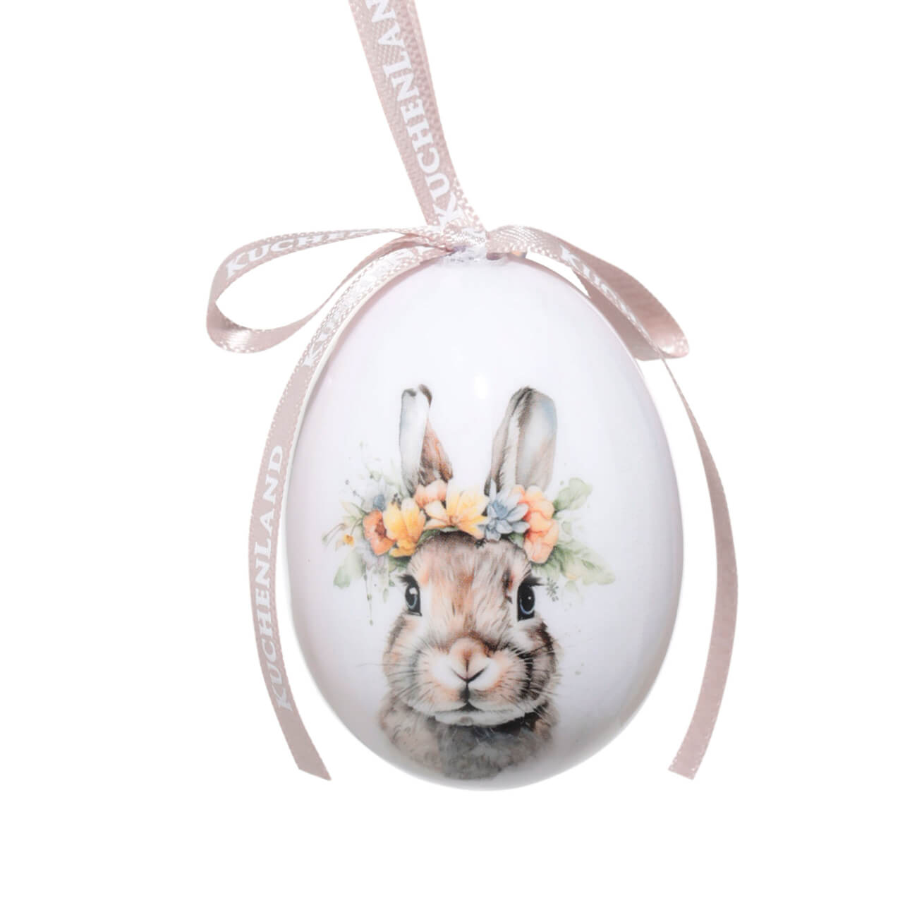 Подвеска, пасхальное яйцо, 6 см, пенопласт, Кролик в венке, Easter вечный кролик