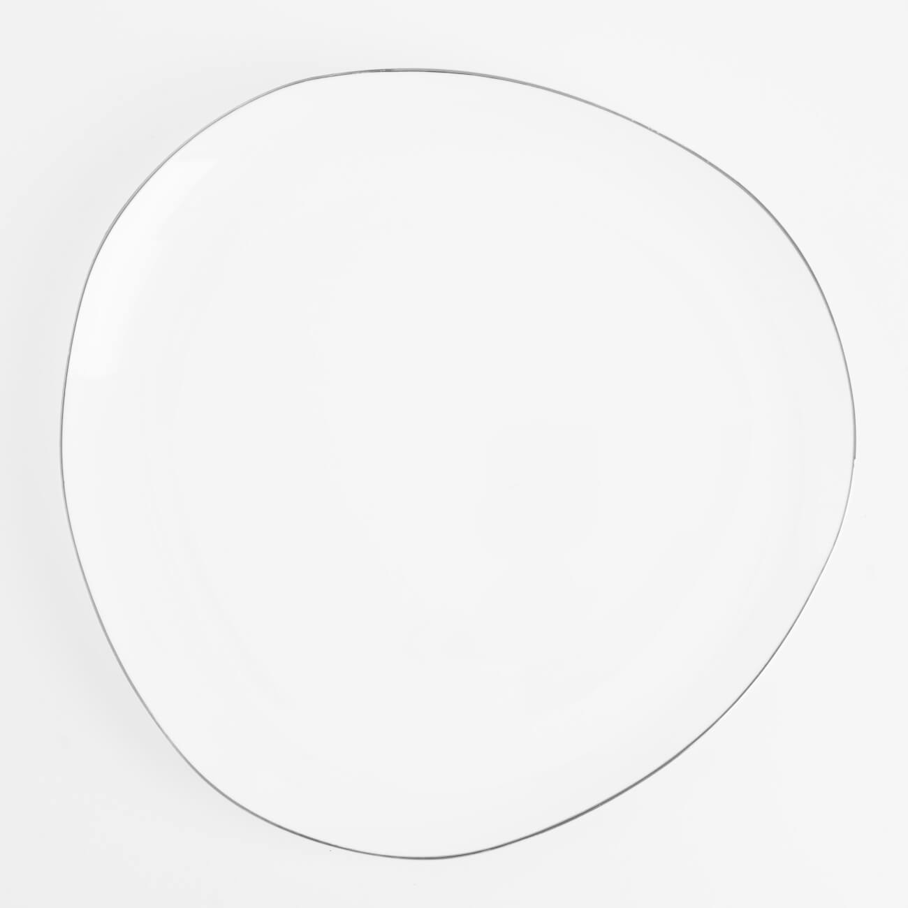 Тарелка закусочная, 21 см, фарфор F, белая, Bend silver