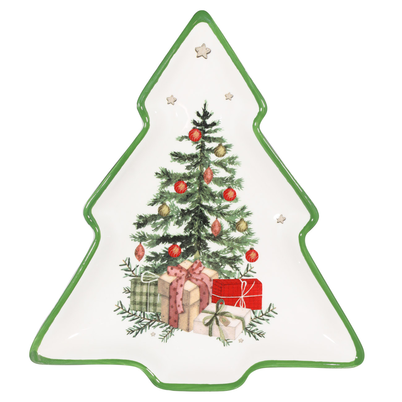 

Блюдо, 23х20 см, керамика, Елка, Подарки под елкой, Christmas green
