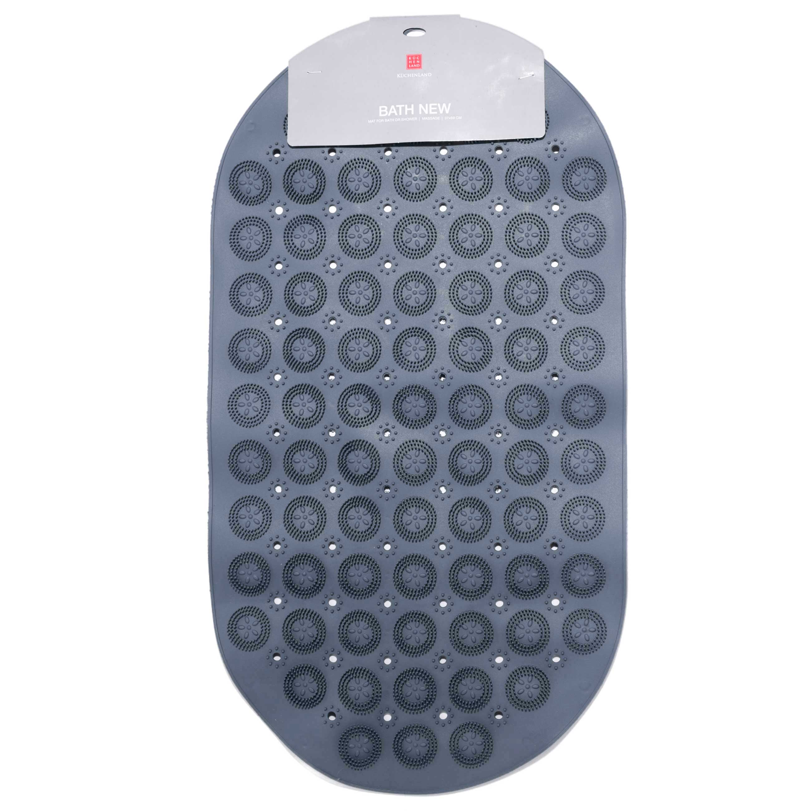 Коврик для ванны/душа, 37х69 см, массажный, резина, овальный, серый, Bath new, image-2