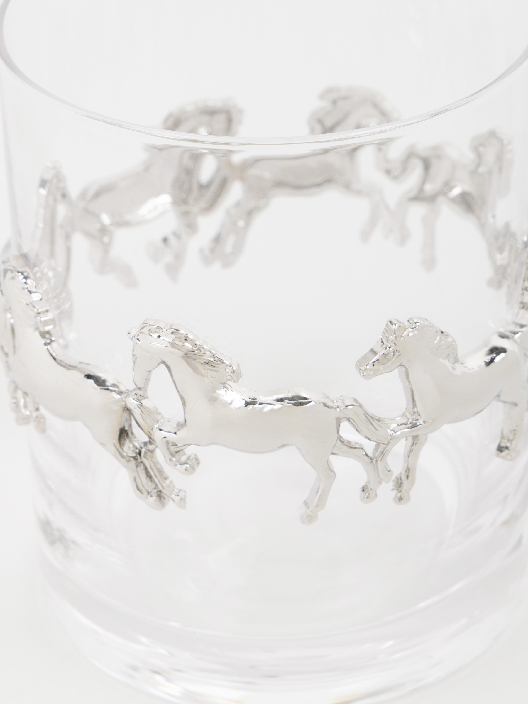 Стакан для виски, 10 см, 250 мл, стекло/металл, Серебристые лошади, Elegant horse, image-4