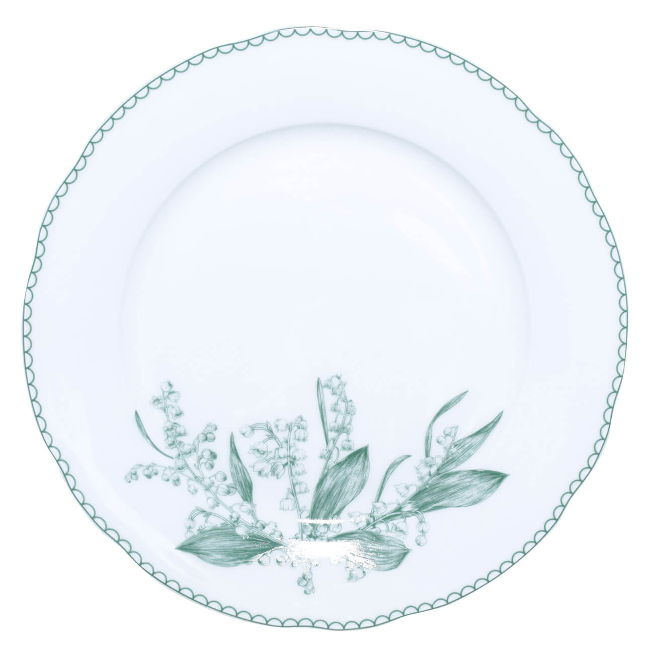 Тарелка обеденная, 27 см, фарфор F, белая, Весенние ландыши, May-lily