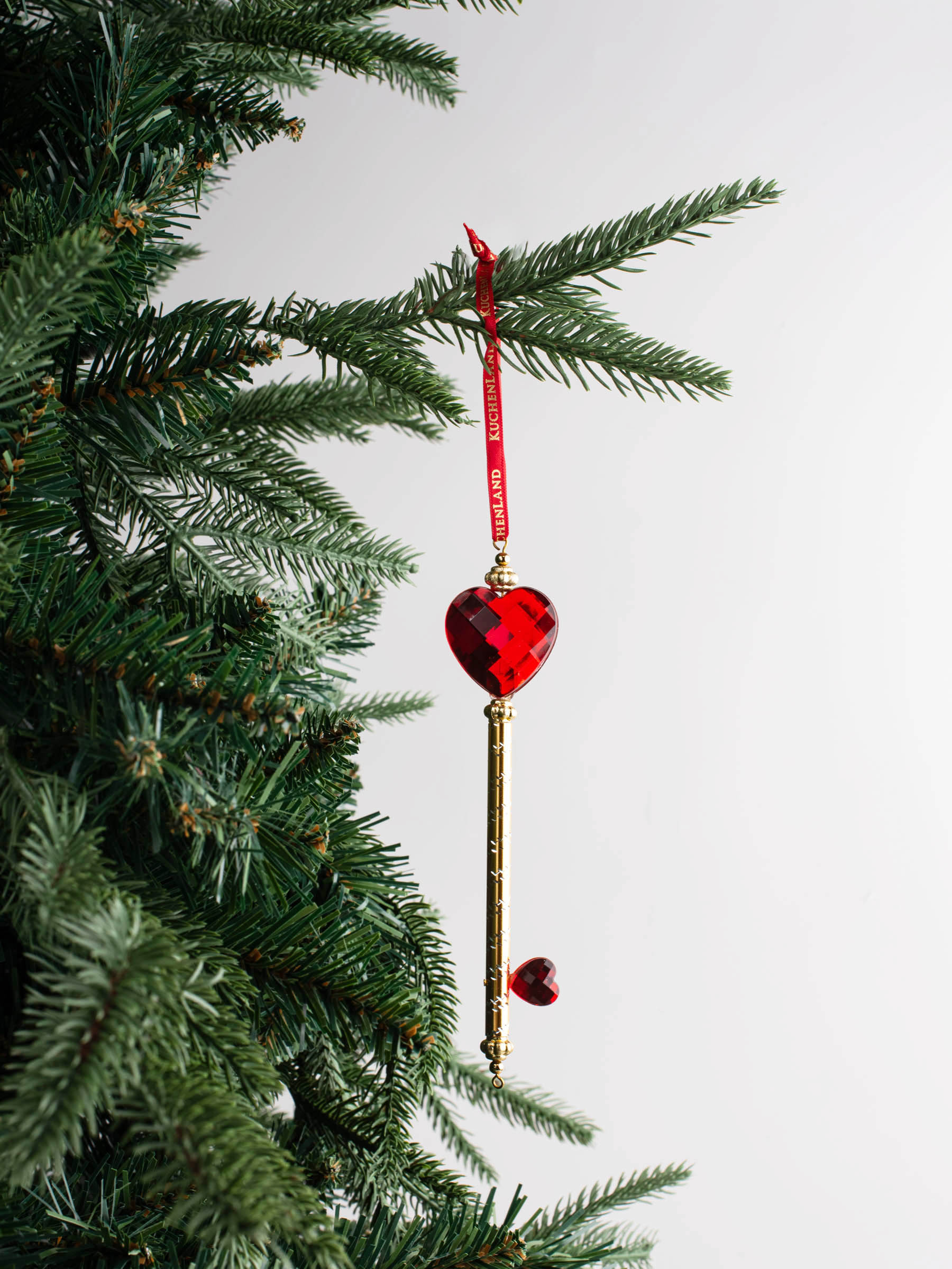 Игрушка елочная, 16 см, пластик, золотисто-красная, Ключ с сердцем, Figure christmas, image-3