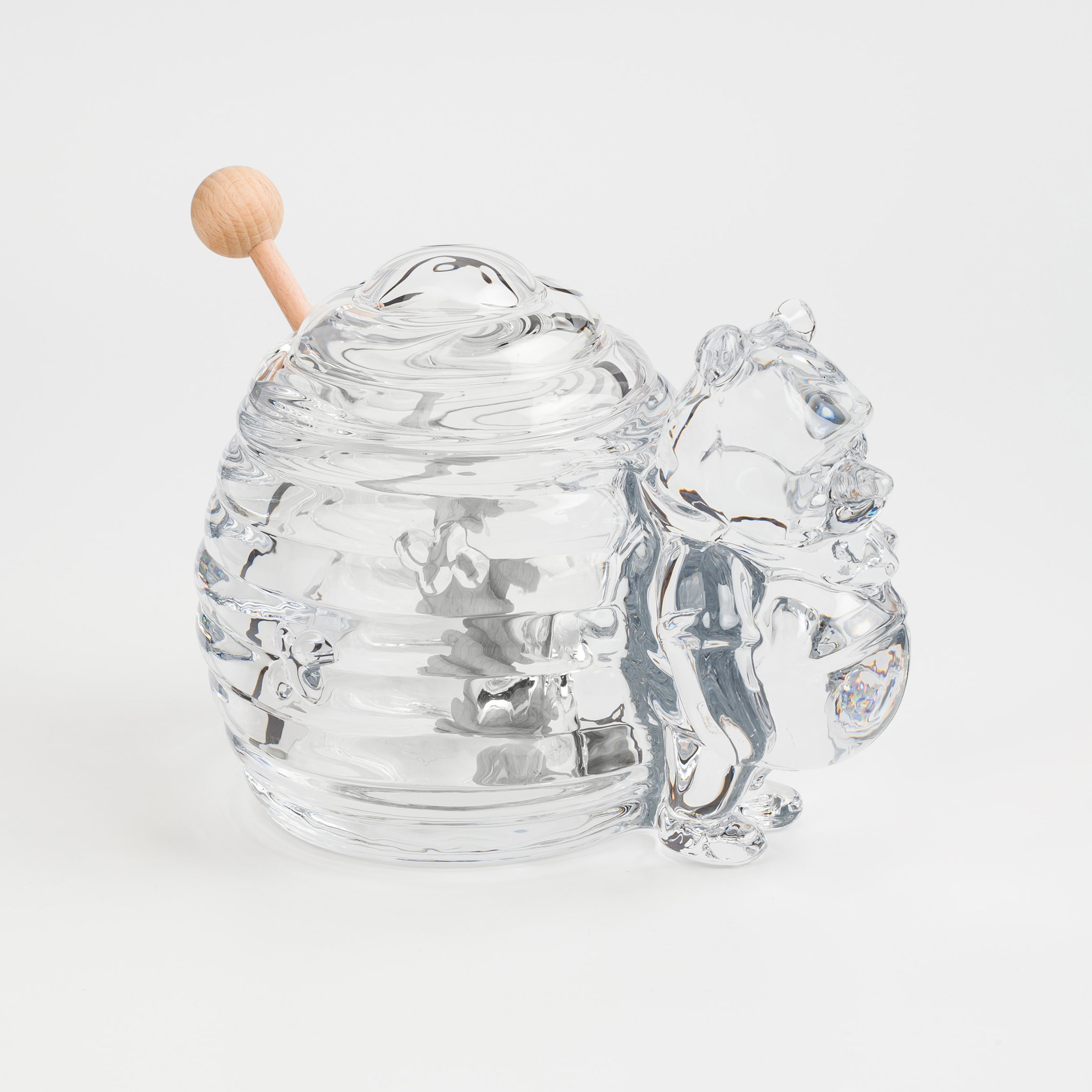 Банка для меда 270 мл с ложкой стеклодерево Медведь Honey 2390₽