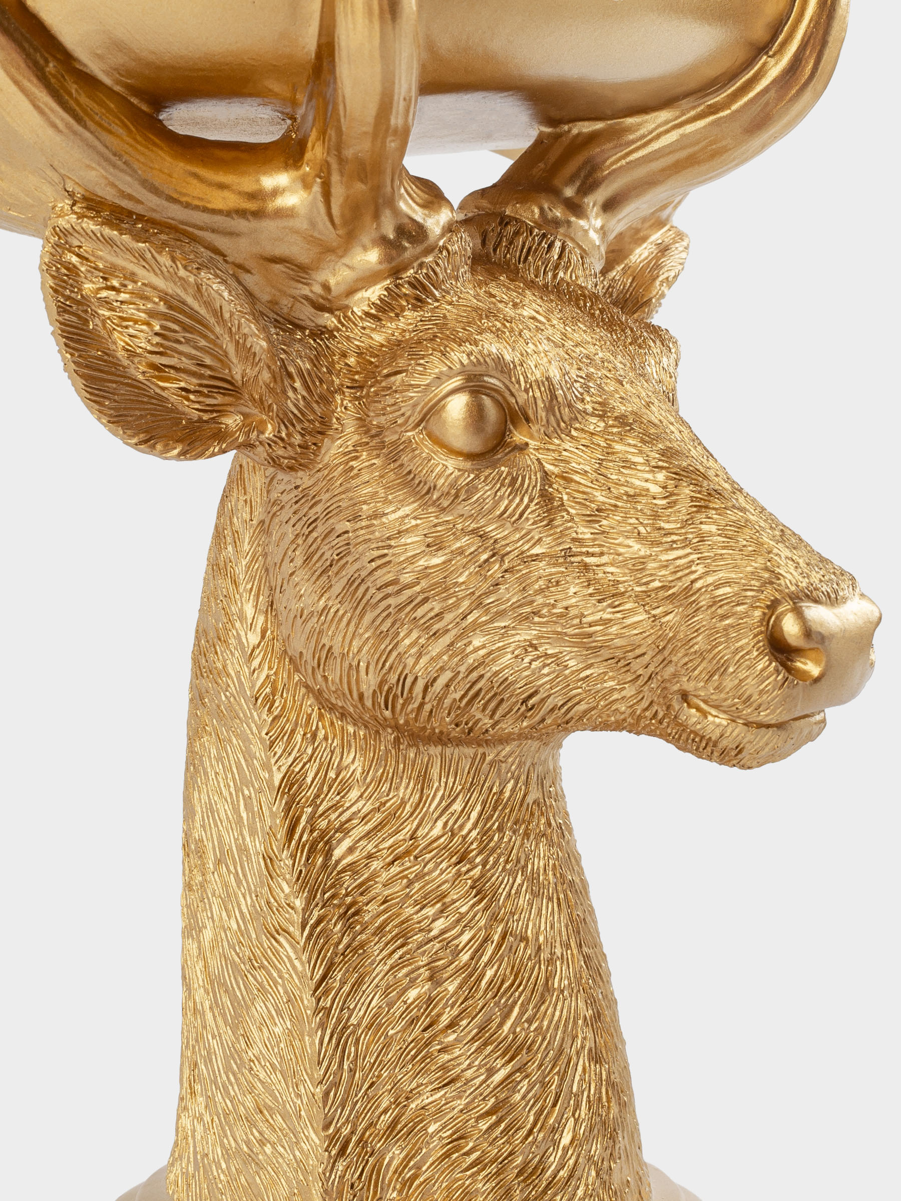 Блюдо декоративное, 22 см, полирезин/сталь, золотистое, Олень с подносом, Deer gold, image-4