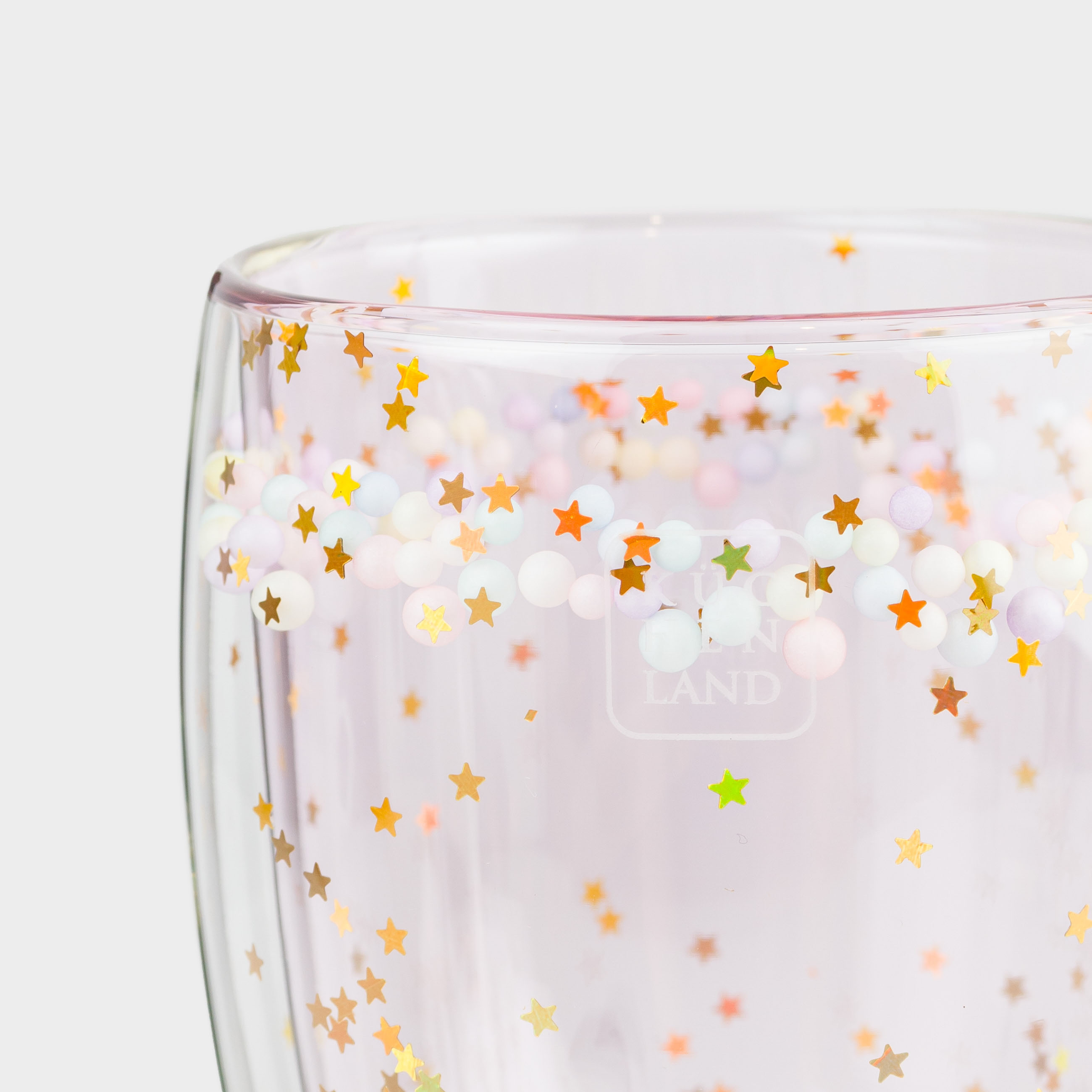 Кружка, 330 мл, с шариками, стекло Б, розовая, Звезды, Air sparkly, image-1