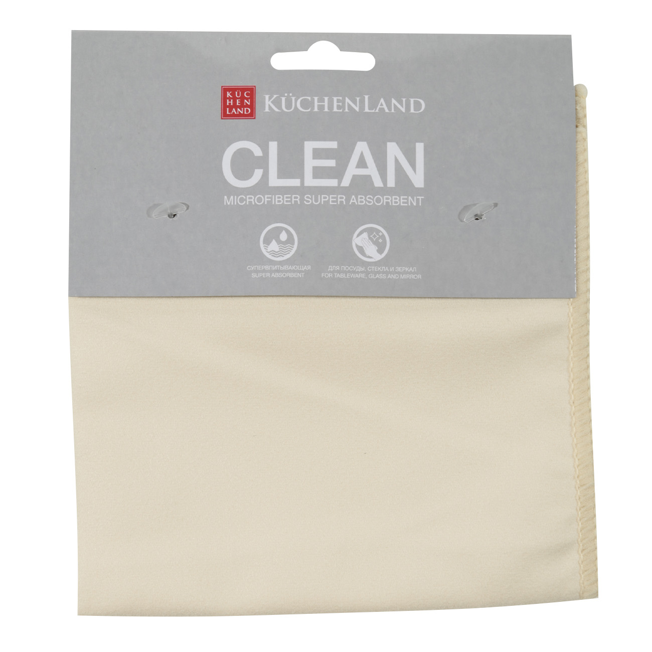 

Тряпка для мебели и техники, 30x30 см, микрофибра, Замша, бежевая, Clean