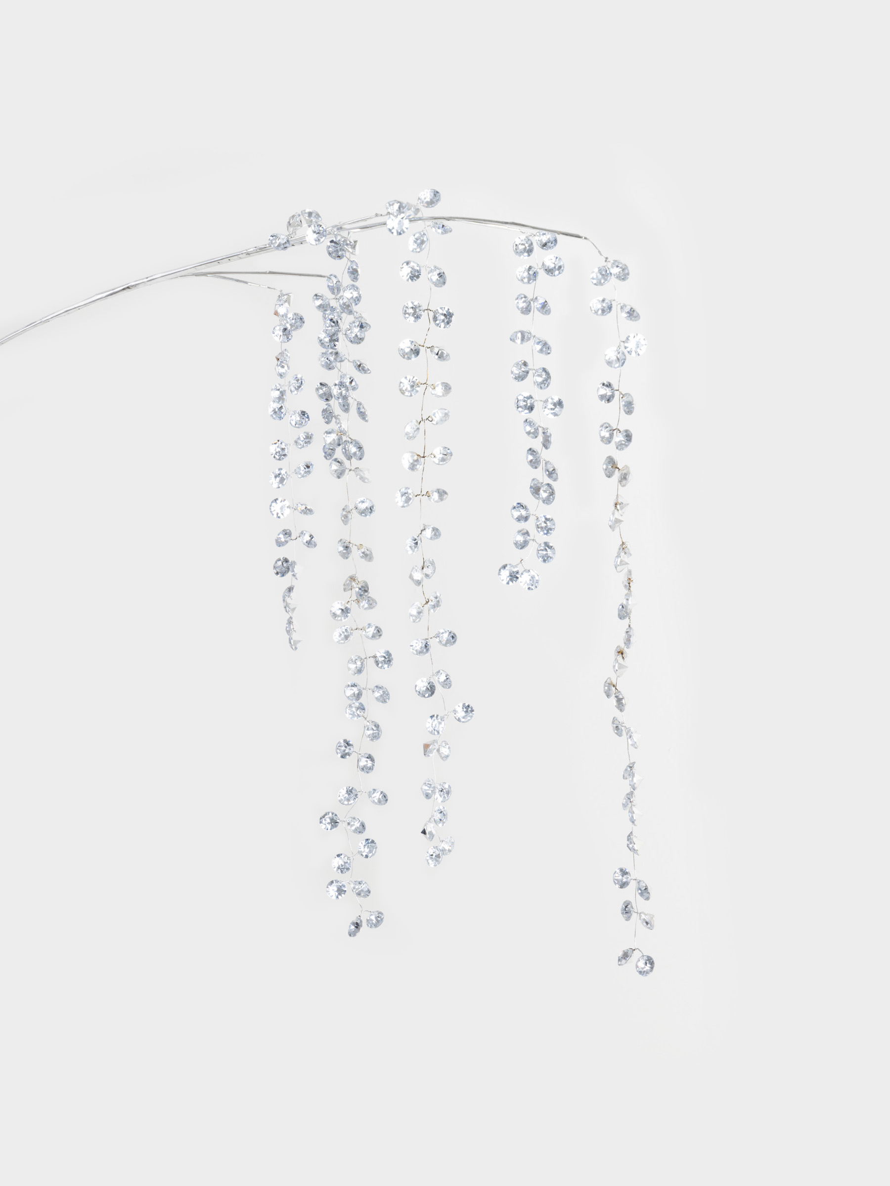 Ветка декоративная, 68 см, пластик/металл, Серебристые кристаллы, Crystal decor, image-3