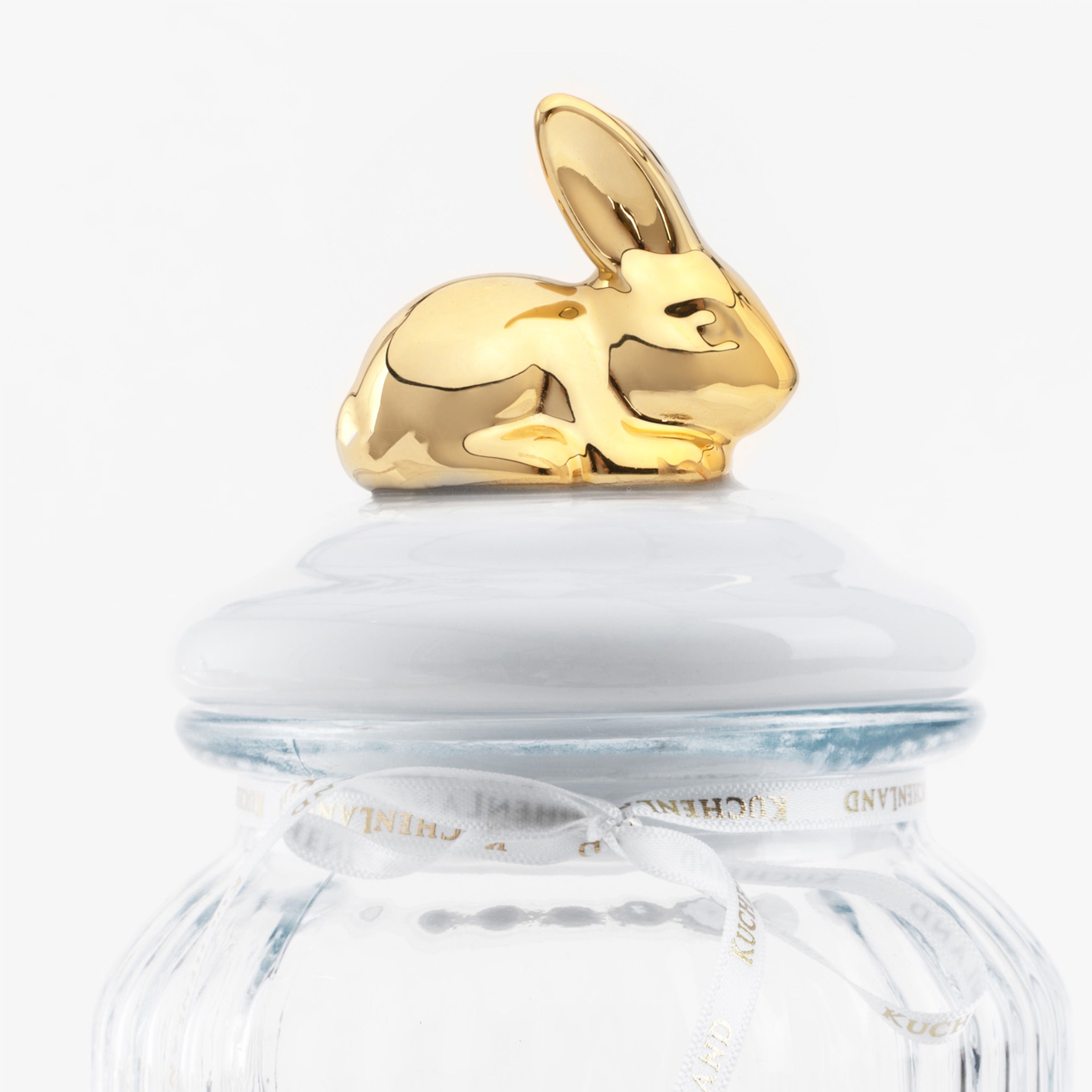 Банка для продуктов, 950 мл, стекло Р/керамика, белая, Золотистый кролик, Easter gold изображение № 4