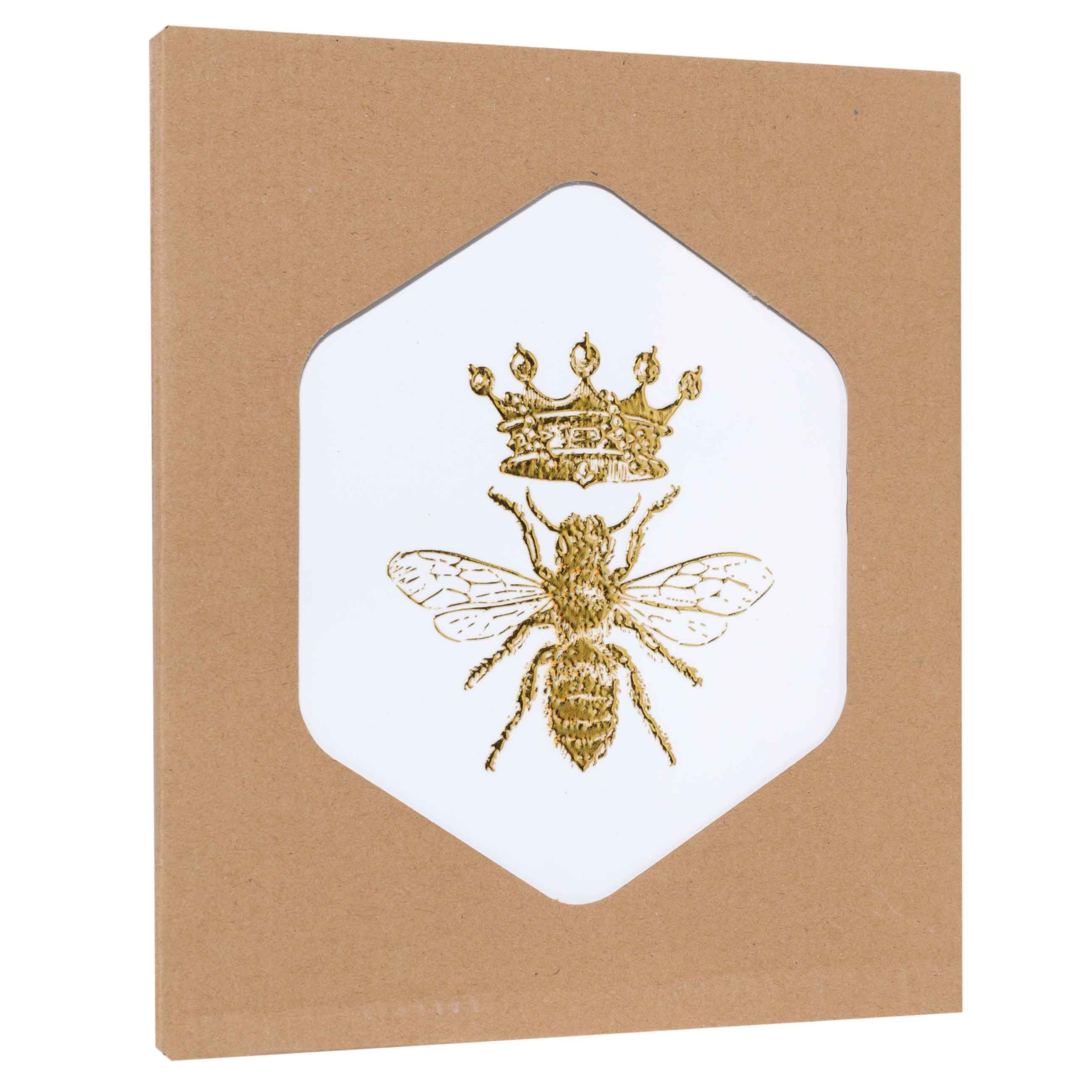 Подставка под горячее, 20 см, керамика/пробка, шестиугольная, белая, Королевская пчела, Honey изображение № 3