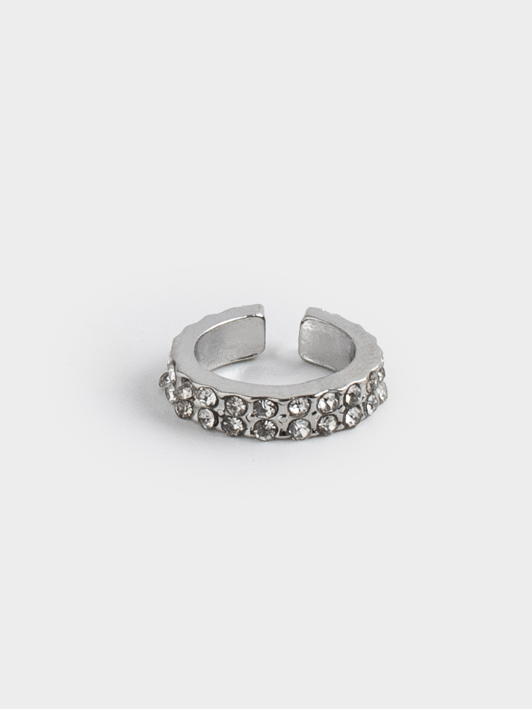 Серьга-кафф, 1 см, металл, серебристая, Кристаллы, Jewelry crystal, image-2