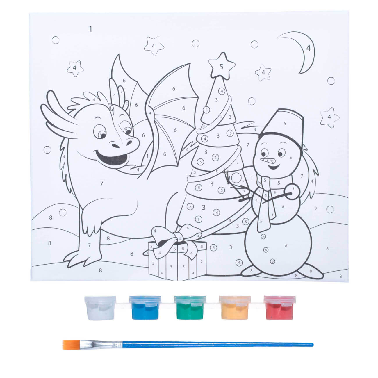 

Картина по номерам, 30х25 см, холст/дерево, Дракон со снеговиком, Christmas