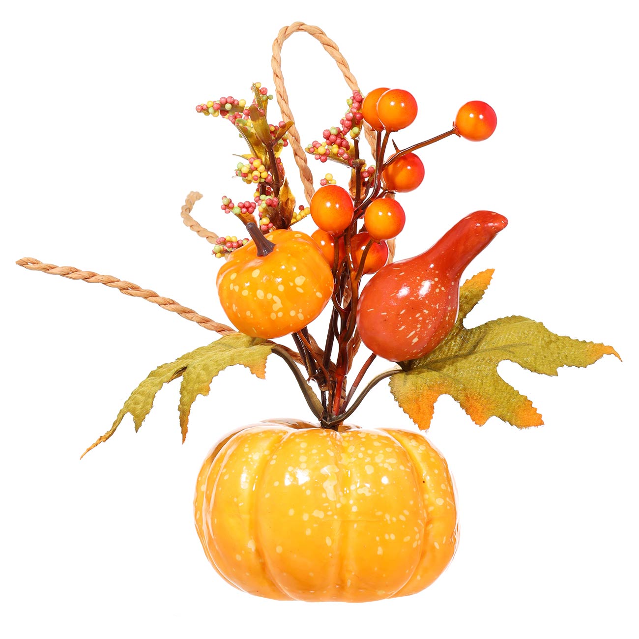 

Композиция декоративная, 25 см, пластик, оранжевая, Тыква с ягодами, Pumpkin