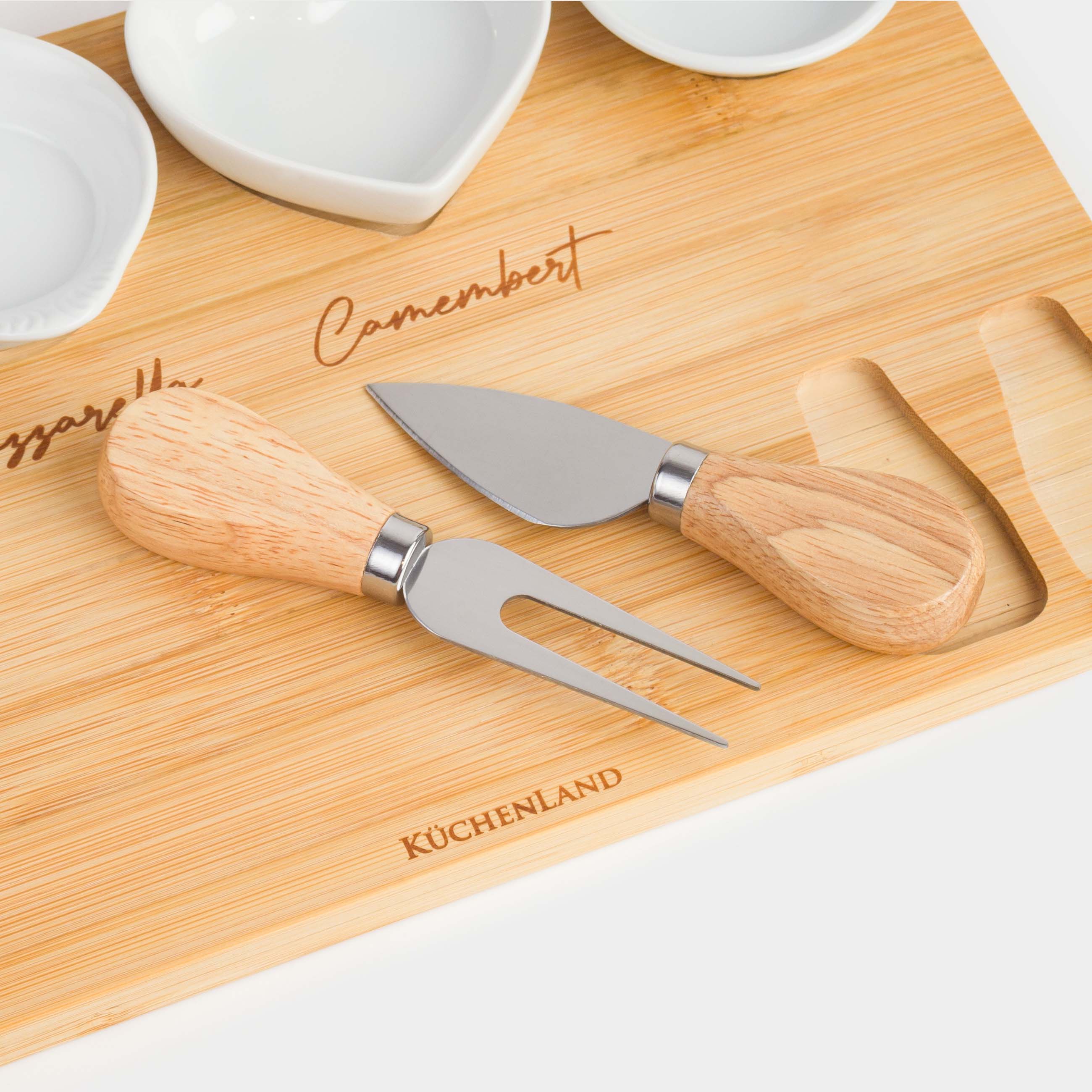 Набор для сыра, 7 пр, доска-блюдо/пиала, керамика/бамбук, Cheese, image-5