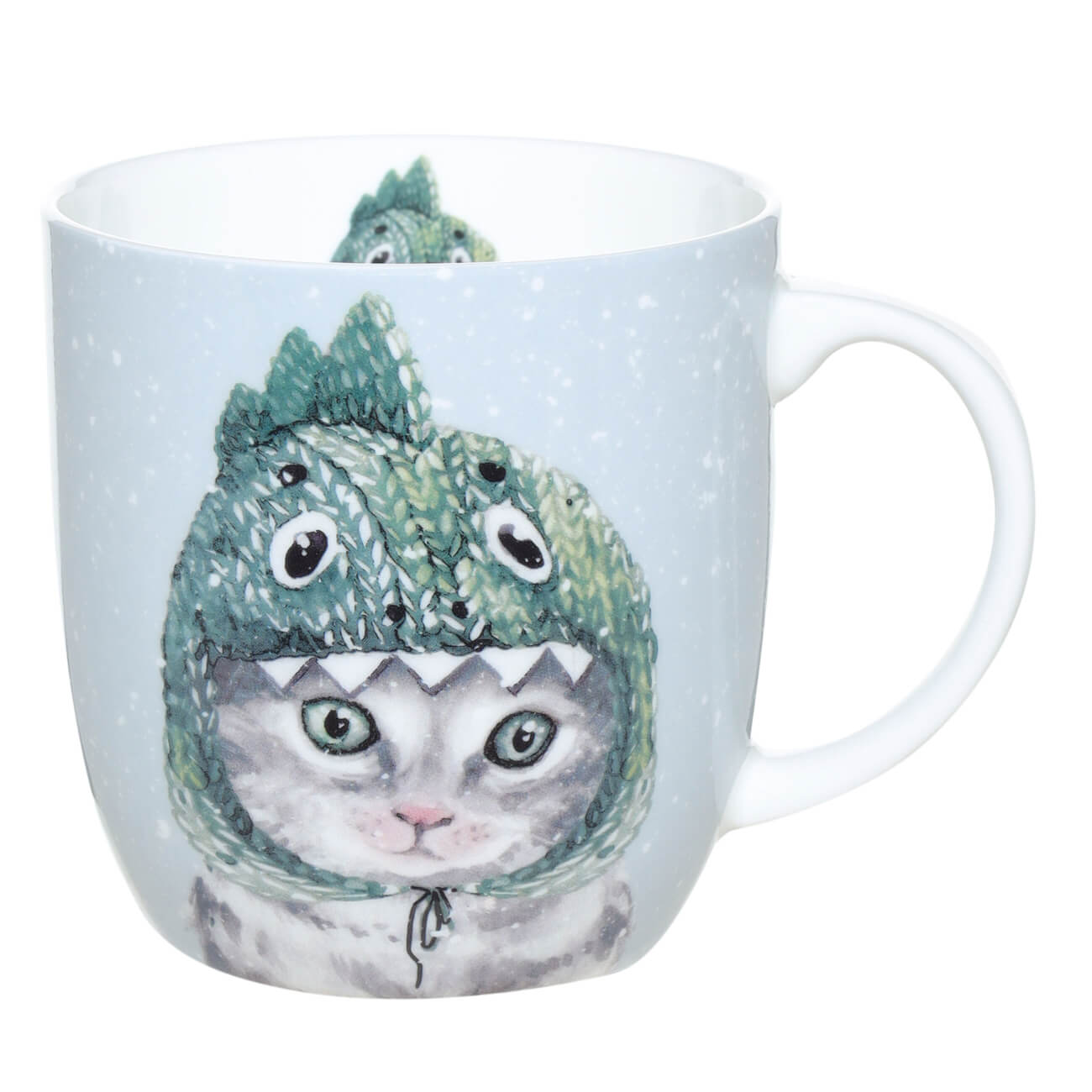 

Кружка, 350 мл, фарфор F, серая, Кот в шапке, Cat