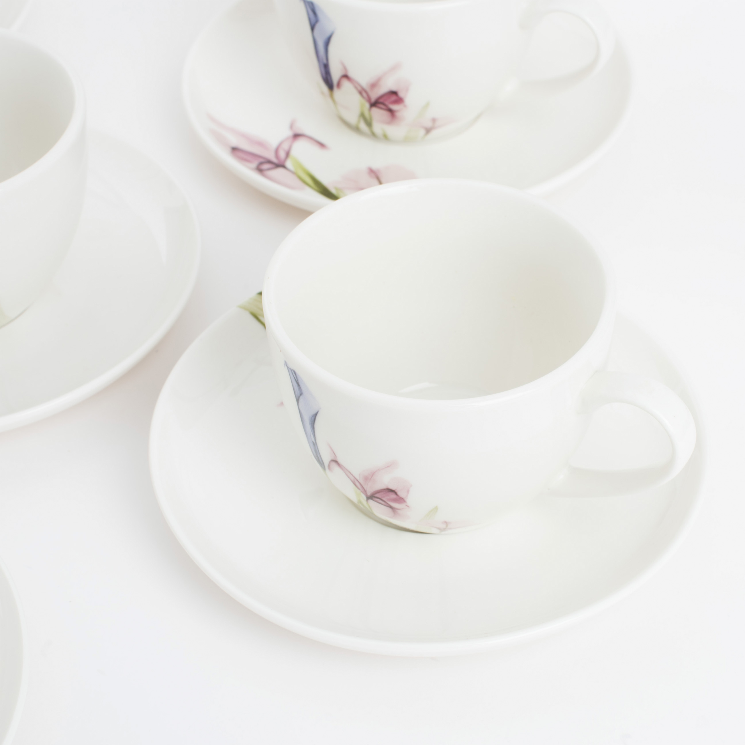 Пара чайная, 6 перс, 12 пр, 220 мл, фарфор N, белая, Пастельные цветы, Pastel flowers изображение № 5