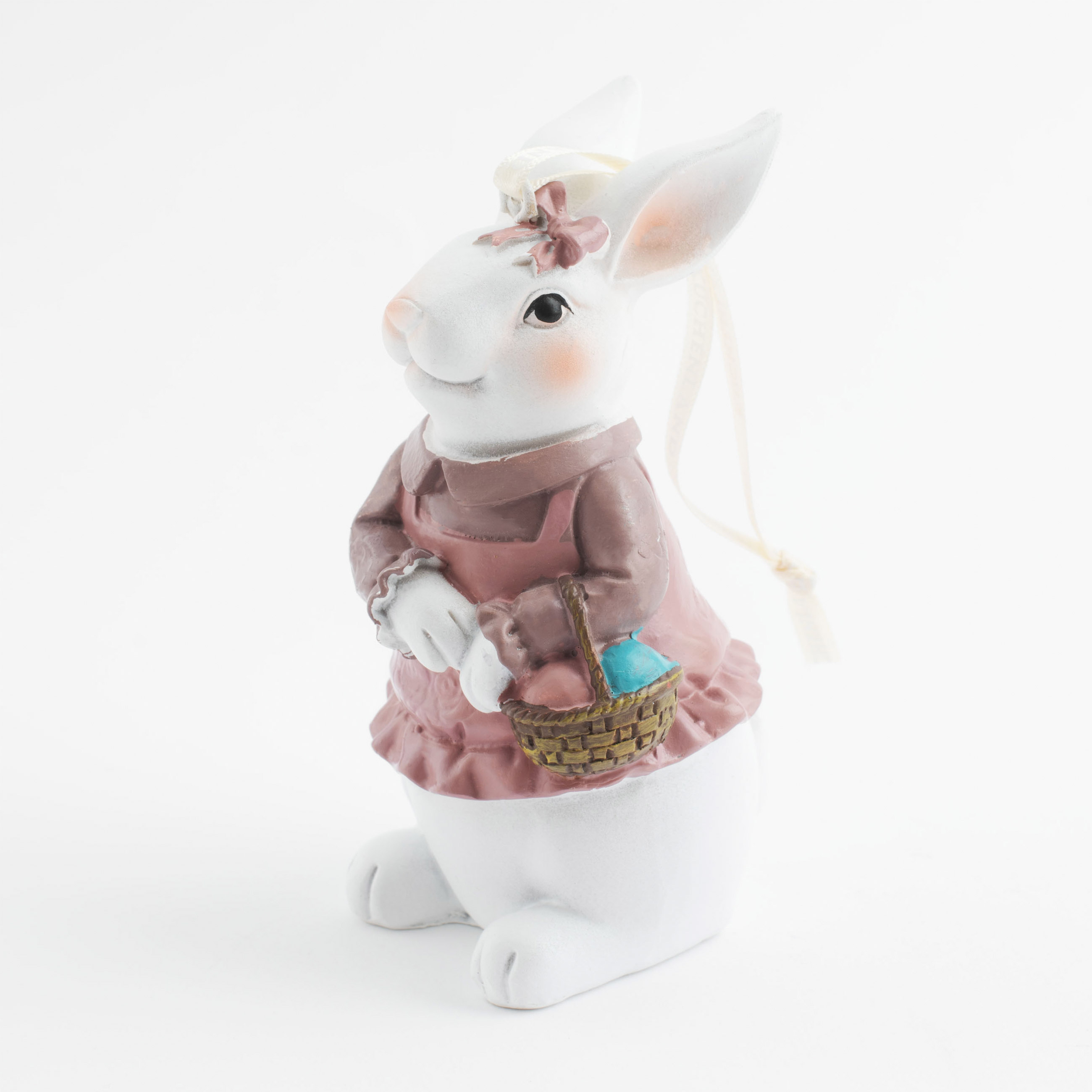 Подвеска декоративная, 11 см, полирезин, Белая крольчиха с корзинкой, Easter изображение № 5
