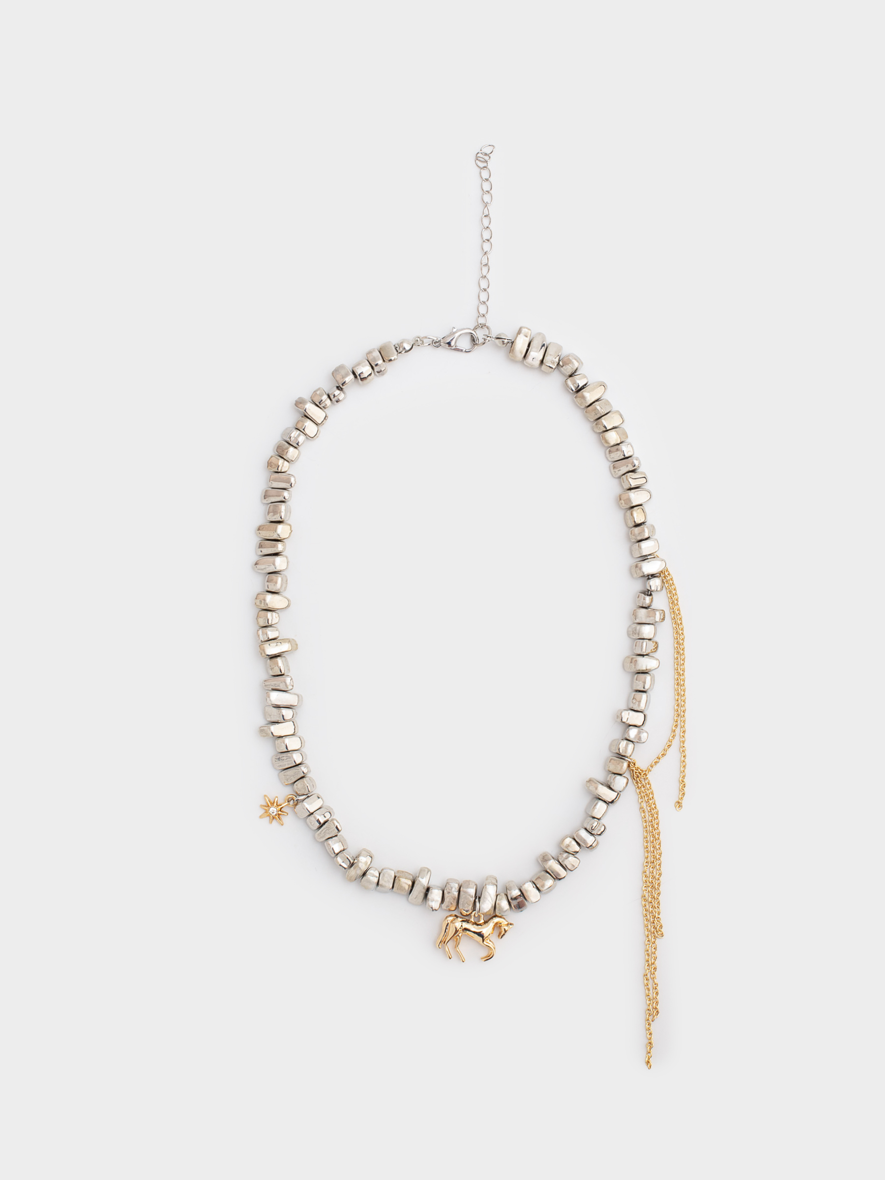 Колье, 46 см, с подвесками, металл, серебристо-золотистое, Лошадь, Jewelry horse, image-0