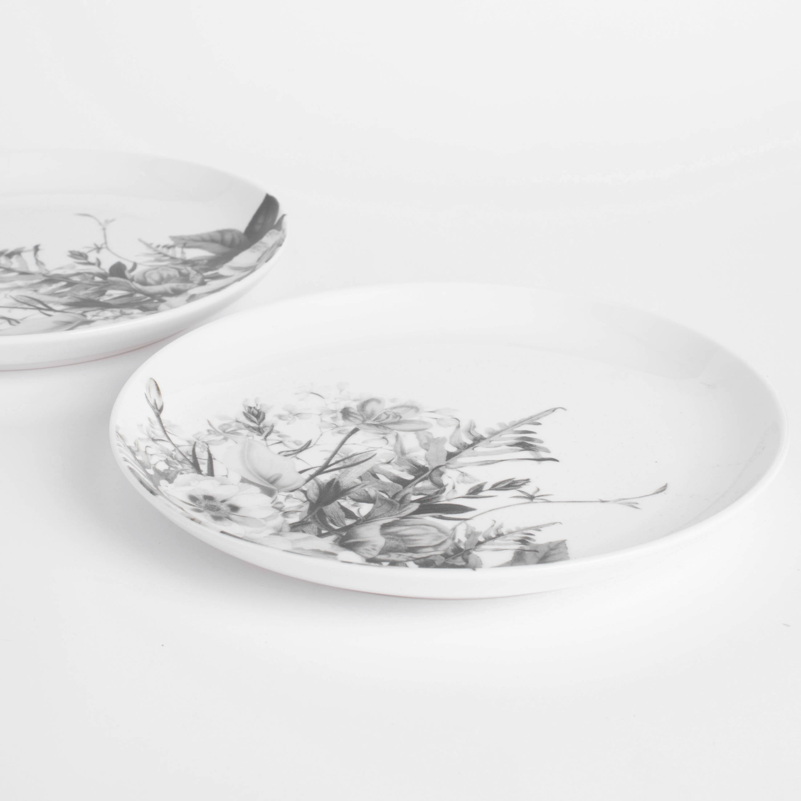 Тарелка закусочная, 21 см, 2 шт, фарфор N, белая, Черно-белые цветы, Magnolia изображение № 2