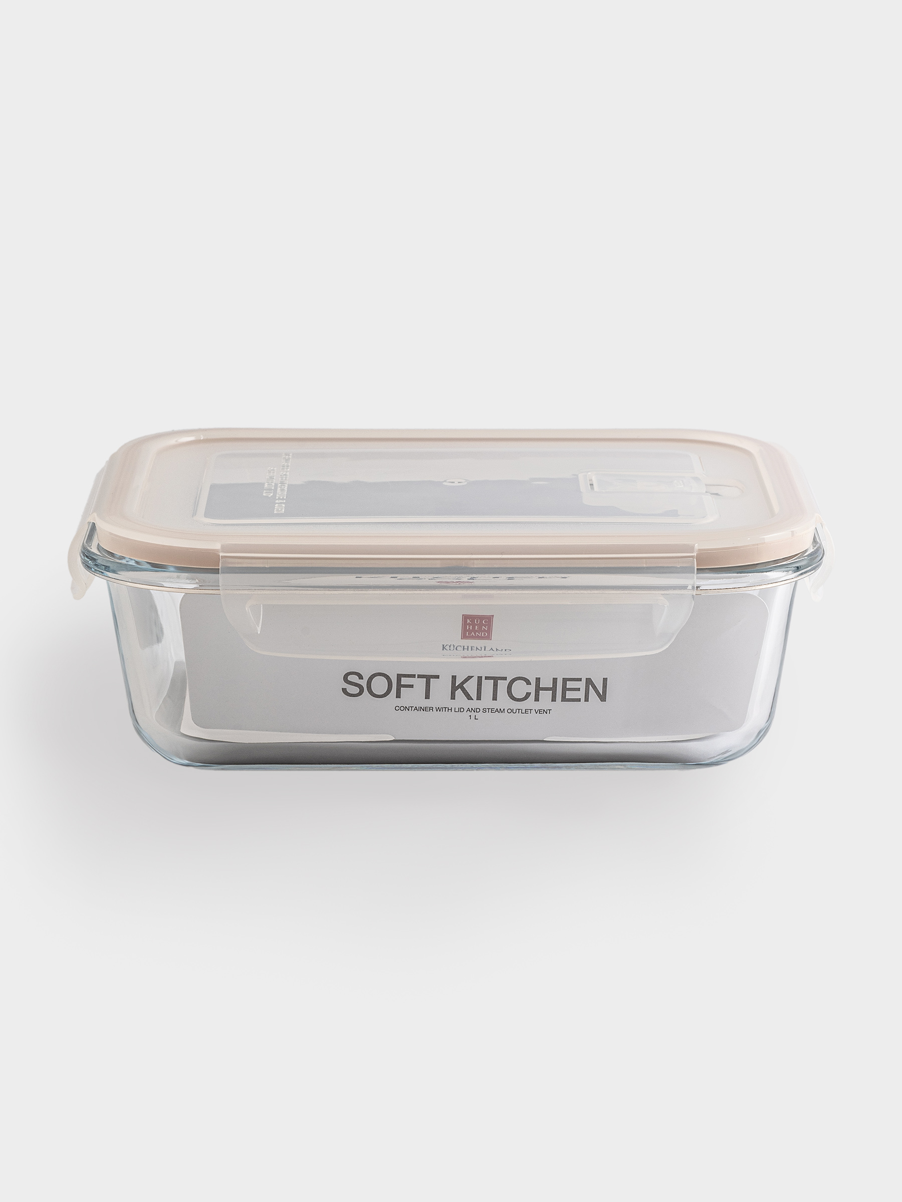 Контейнер, 1 л, с клипсами, с клапаном, стекло Т/пластик, прямоугольный, Soft kitchen, image-5