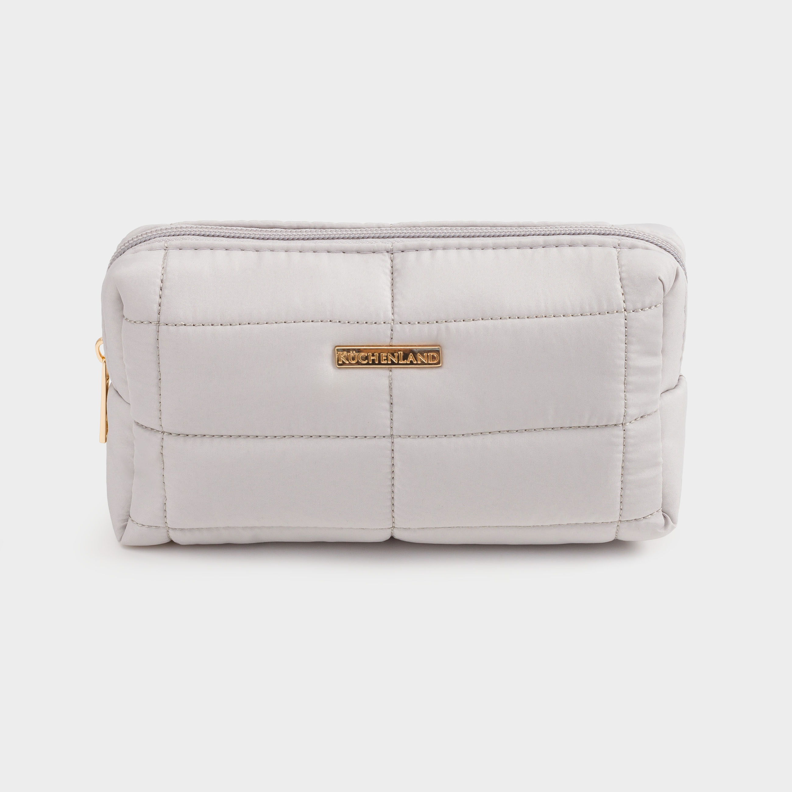 Косметичка 18х11 см стеганая полиэстер серо-бежевая One stitch 990₽