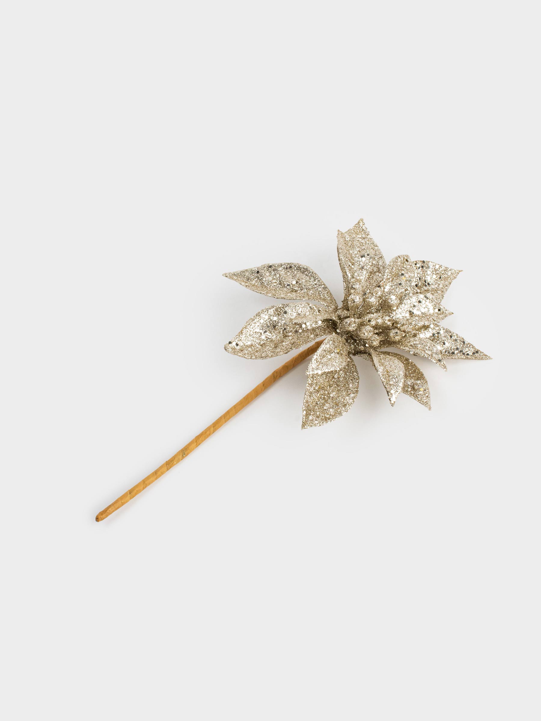 Украшение декоративное, 13 см, пластик, шампань, Пуансеттия, Flower decor, image-1