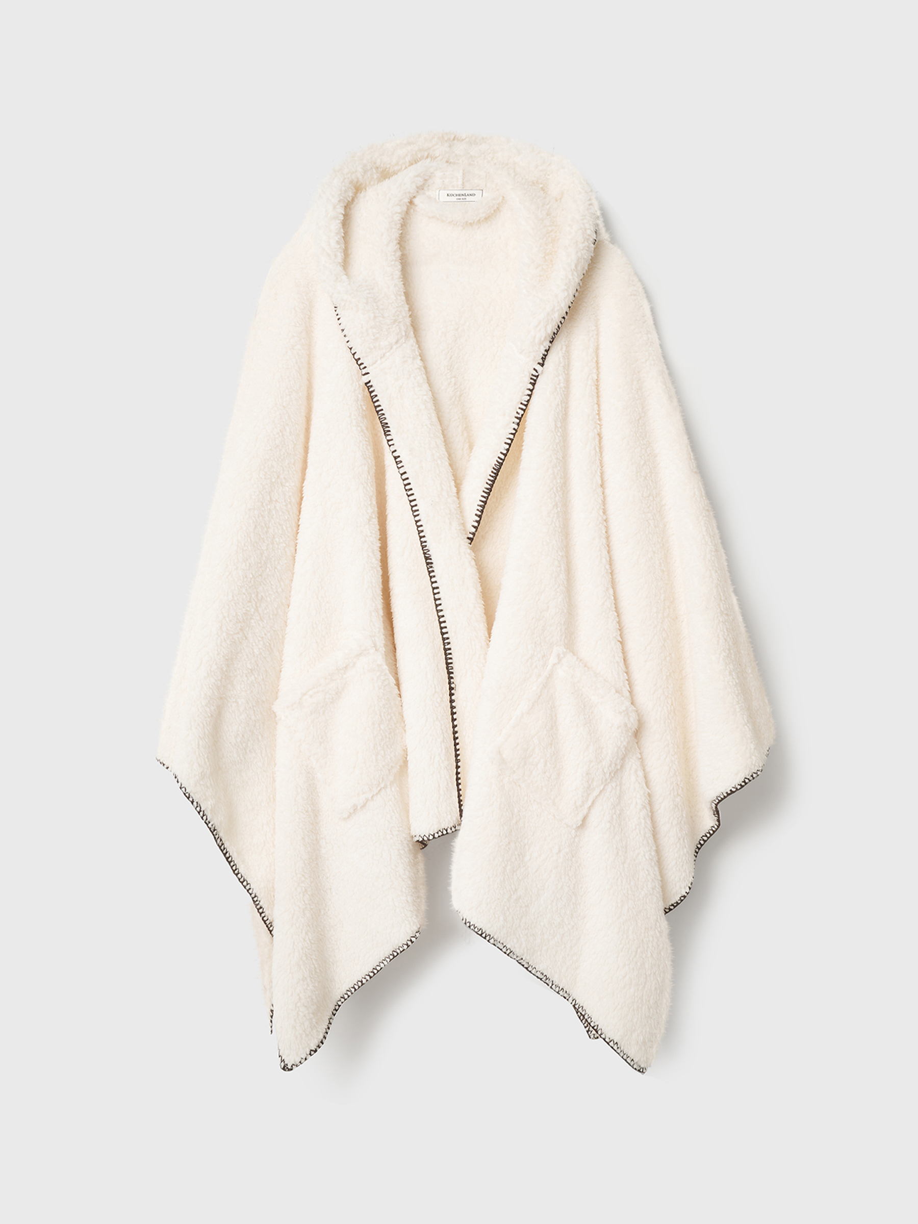 Пончо, 75х140 см, искусственный мех, молочное, Plush poncho, image-9