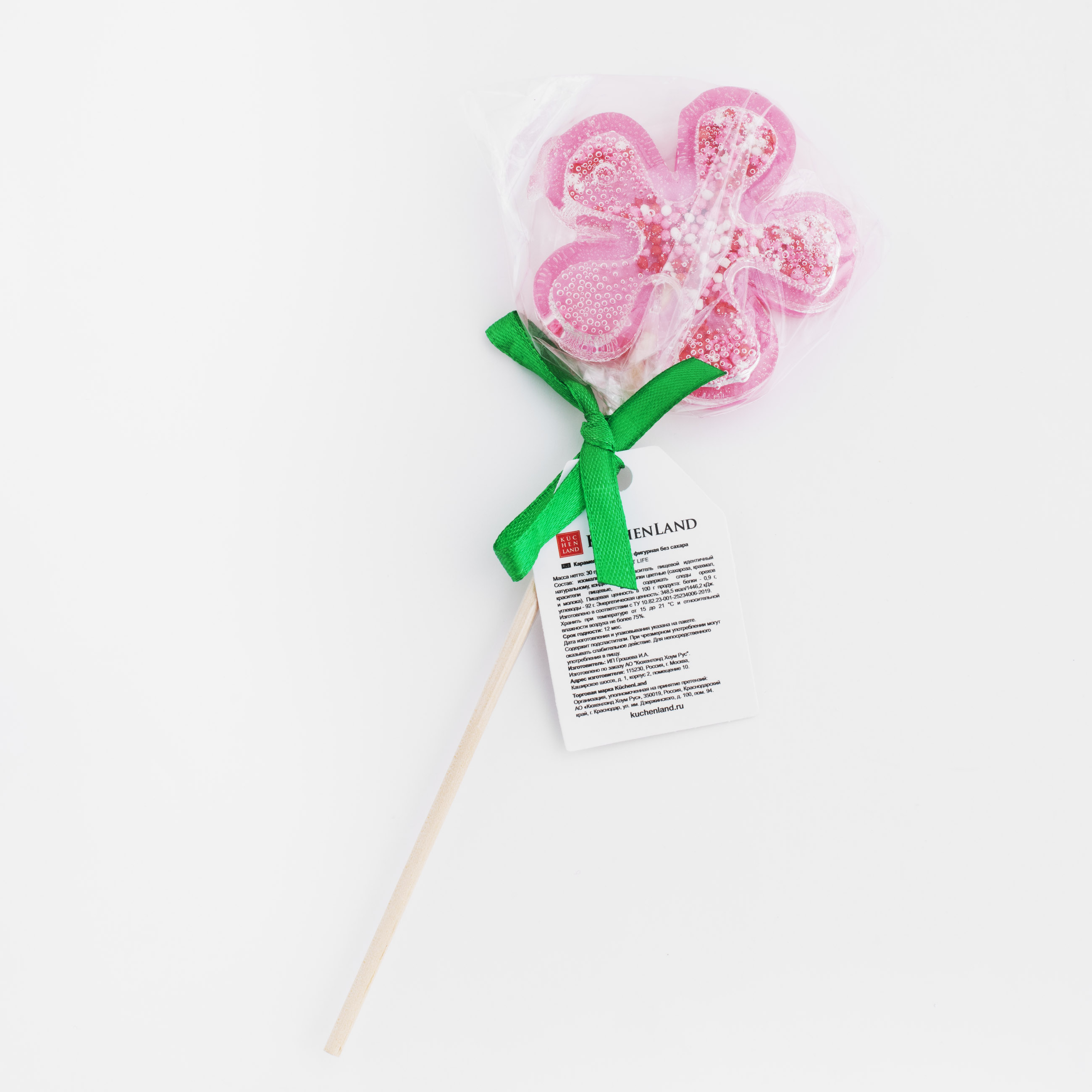Леденец, 30 гр, погремушка, на палочке, изомальт, розовый, Цветок, Sweet life изображение № 7