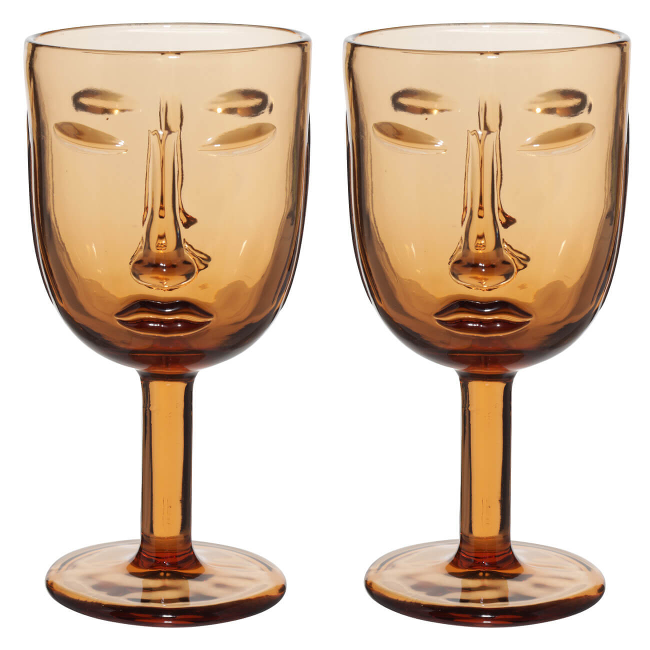 Бокал-кубок для вина, 270 мл, 2 шт, стекло, коричневый, Лицо, Face - фото 1