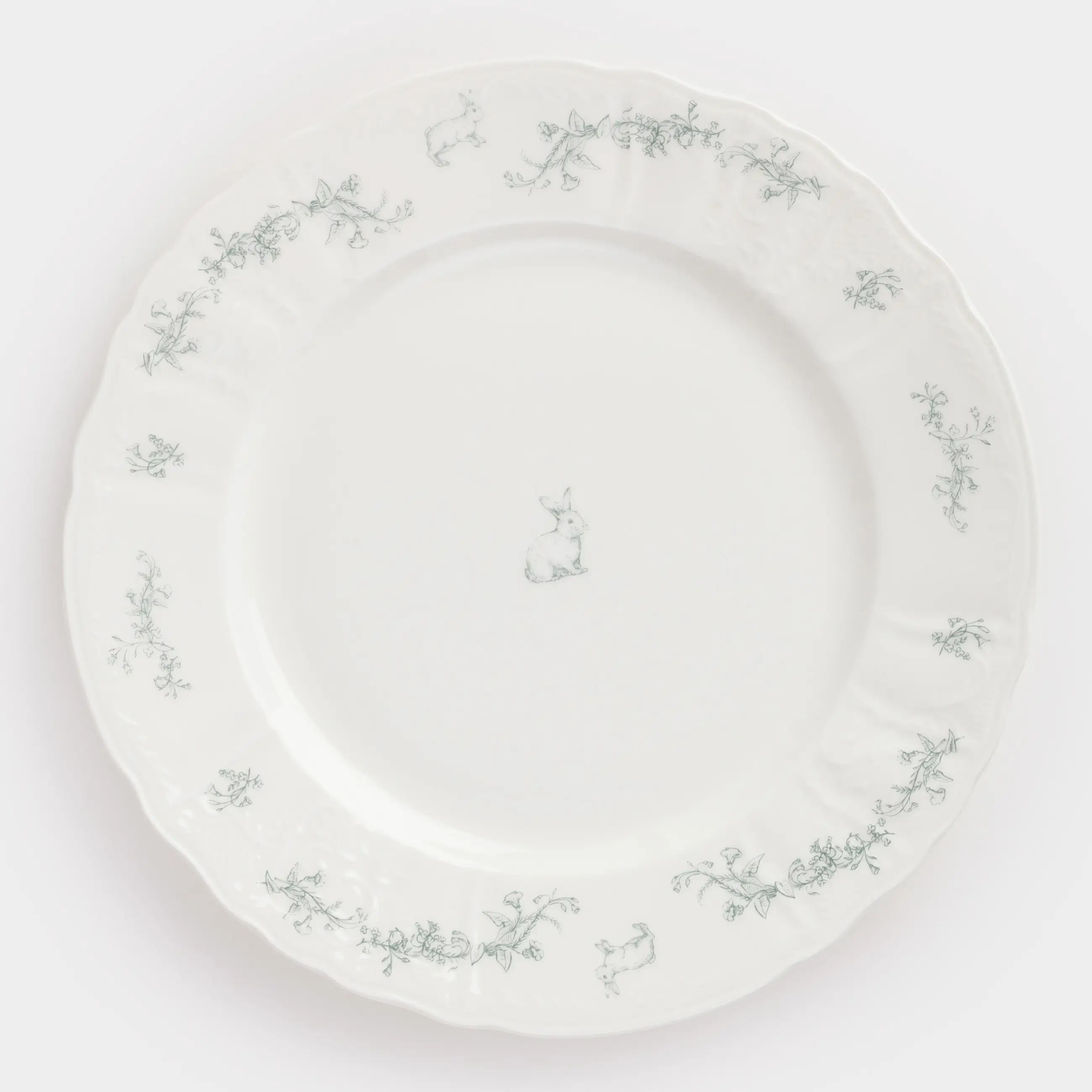 Тарелка обеденная, 27 см, фарфор Fine Bone China, белая, Кролик и цветы, Easter blooming, image-0