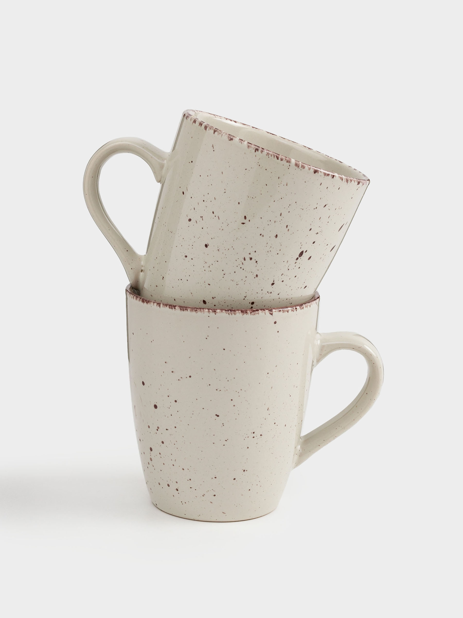 Кружка, 400 мл, 2 шт, керамика, бежевая, в крапинку, Speckled, image-1