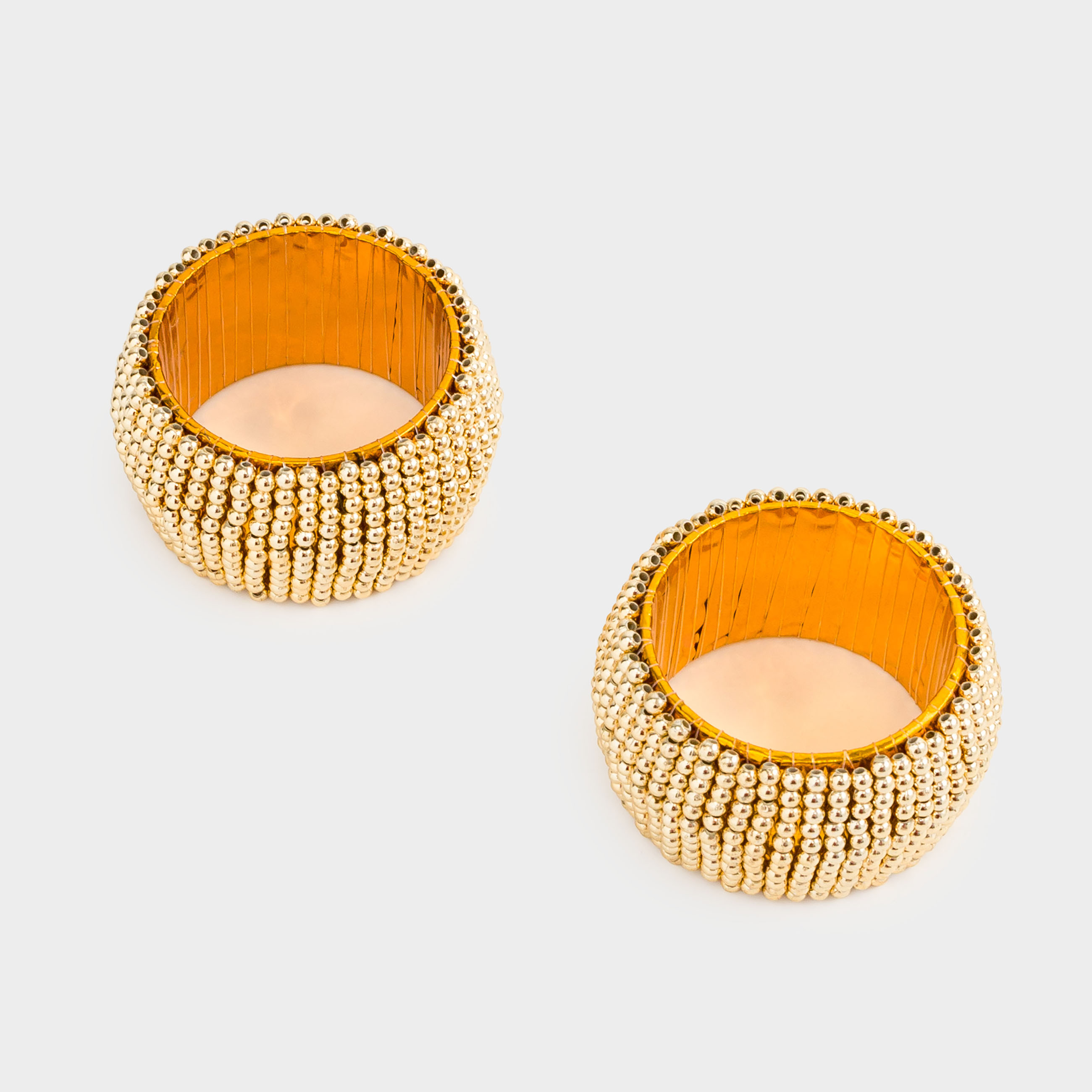 Кольцо для салфеток, 5 см, 2 шт, бисер, круглое, золотистое, Shiny beads, image-1