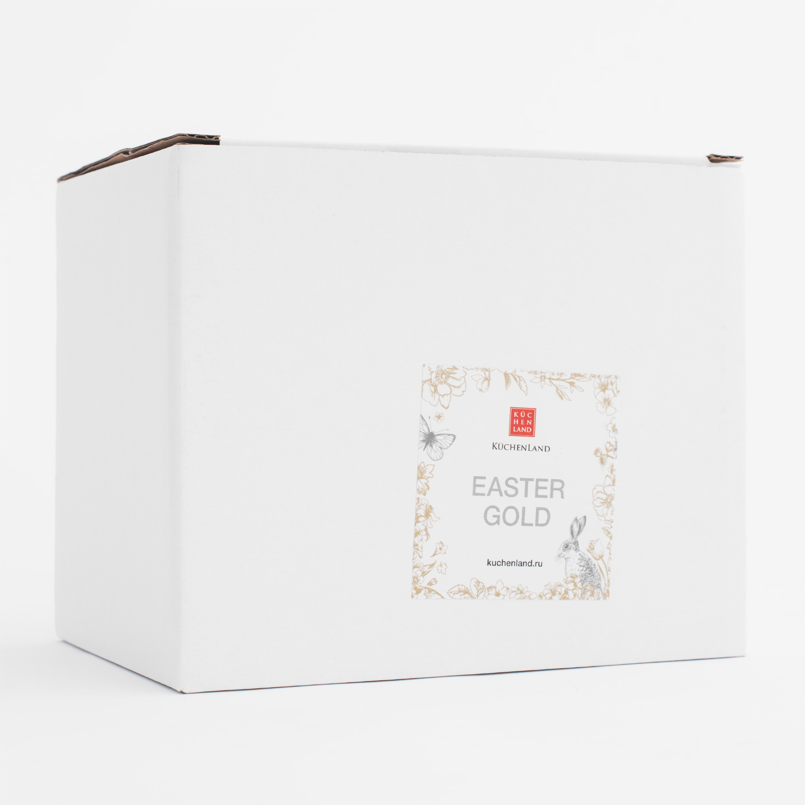 Масленка, 22 см, керамика, прямоугольная, белая, Кролик, Easter gold изображение № 5