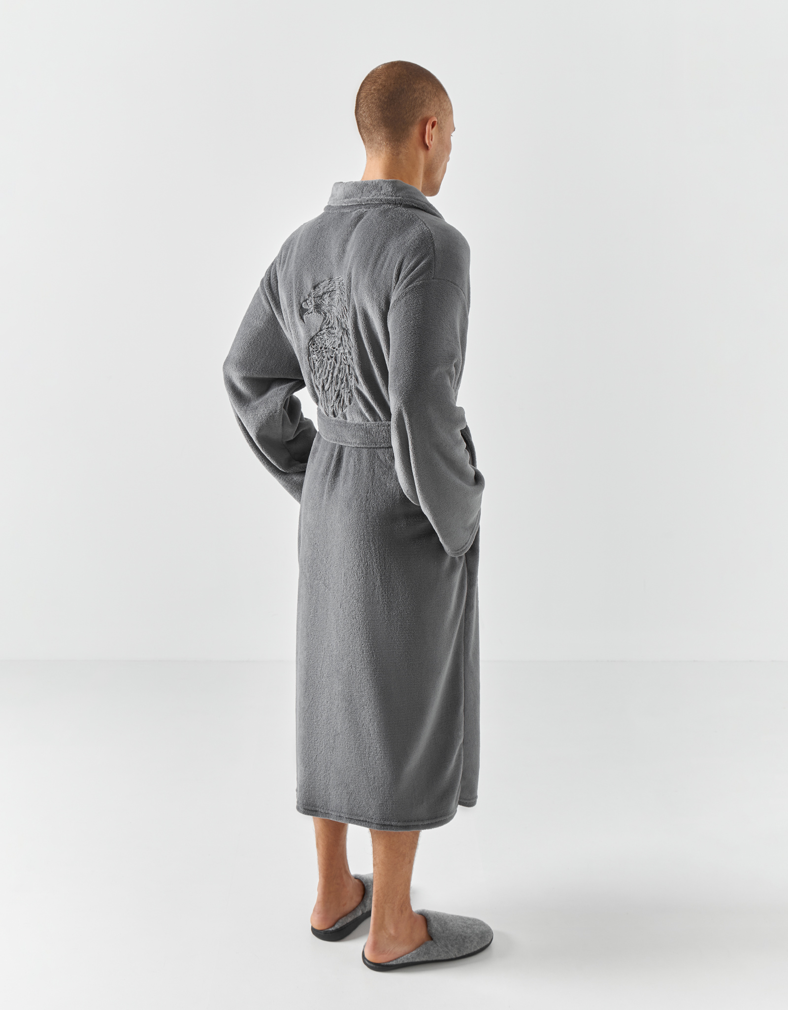 Халат мужской, домашний, темно-серый, Орел, Jevon, image-4