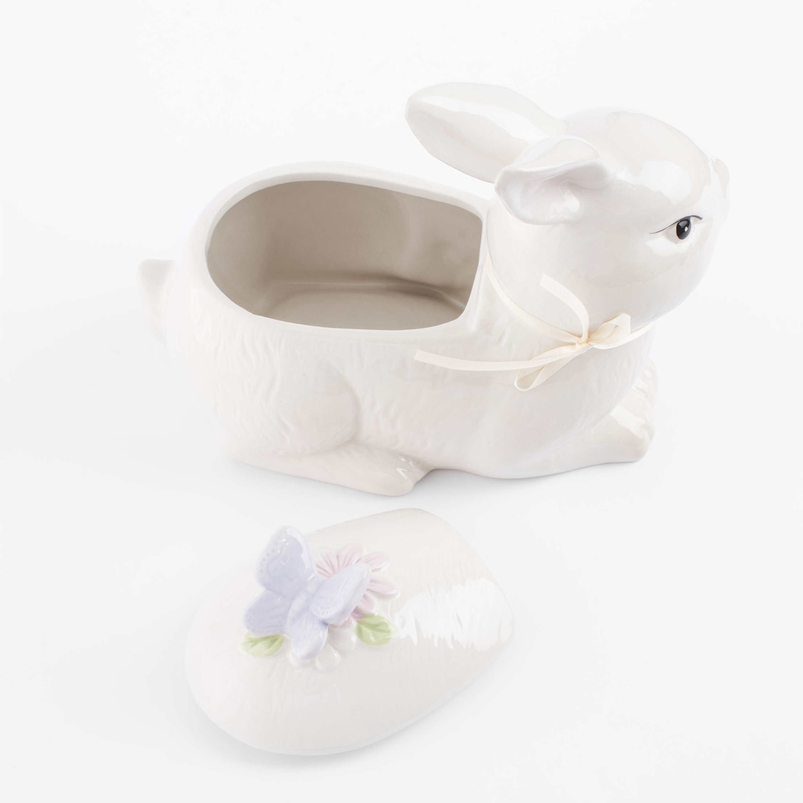Емкость для хранения, 25х19 см, 1,1 л, керамика, белая, Кролик с бабочкой, Easter изображение № 4