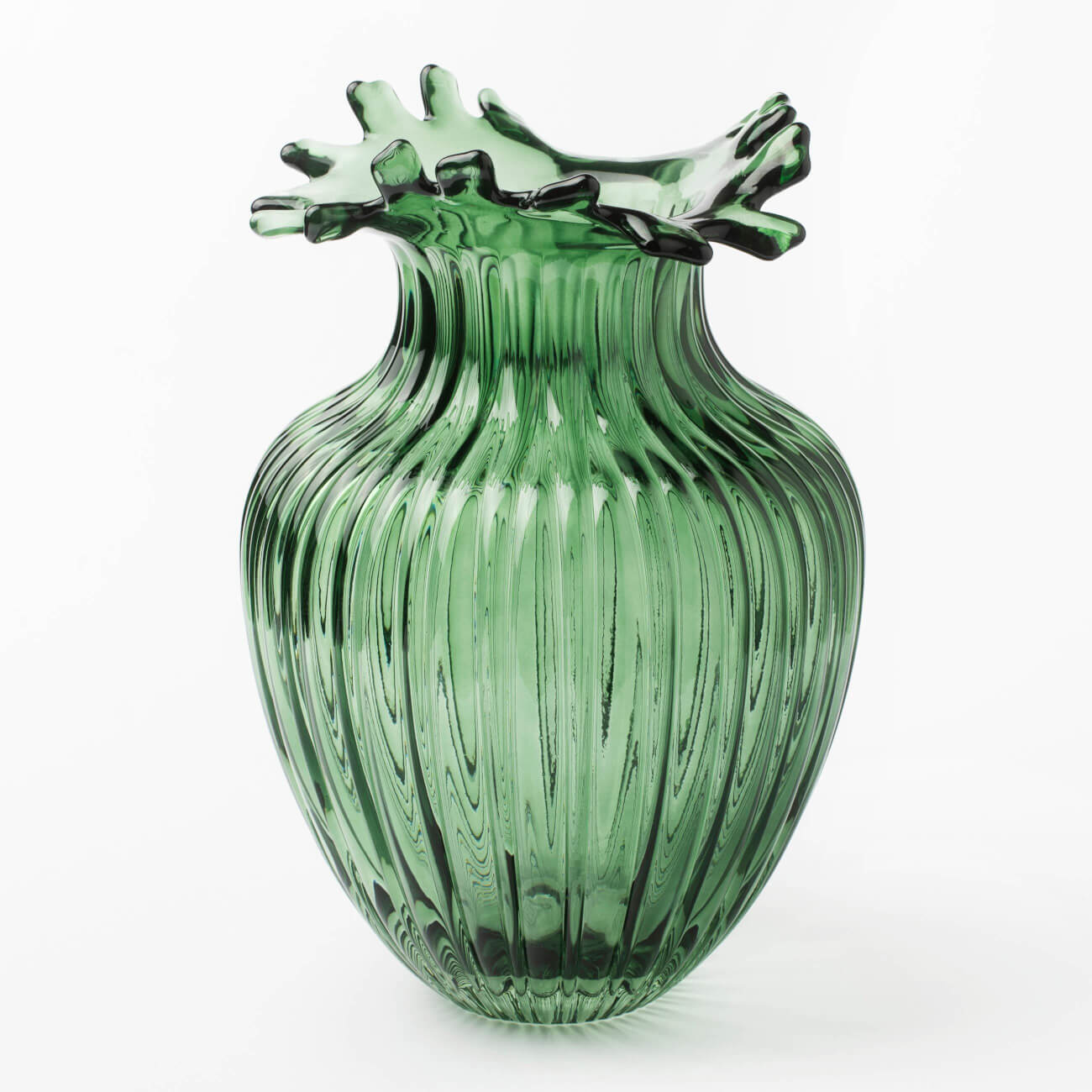 ваза для ов 27 см стекло зеленая ribedic Ваза для цветов, 27 см, стекло, зеленая, Ribedic