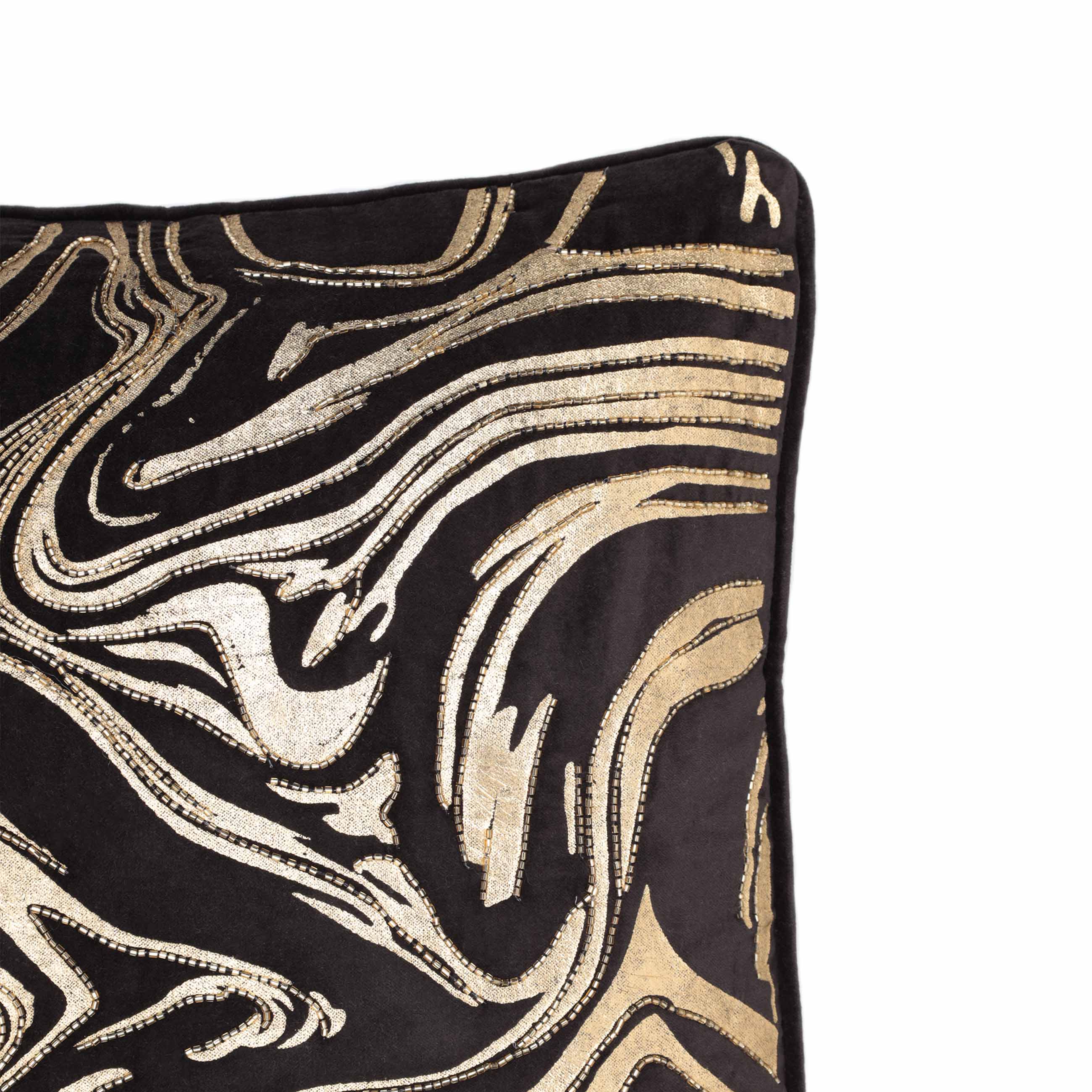 Подушка декоративная, 50х50 см, вельвет, черная, Линии, Art deco изображение № 3