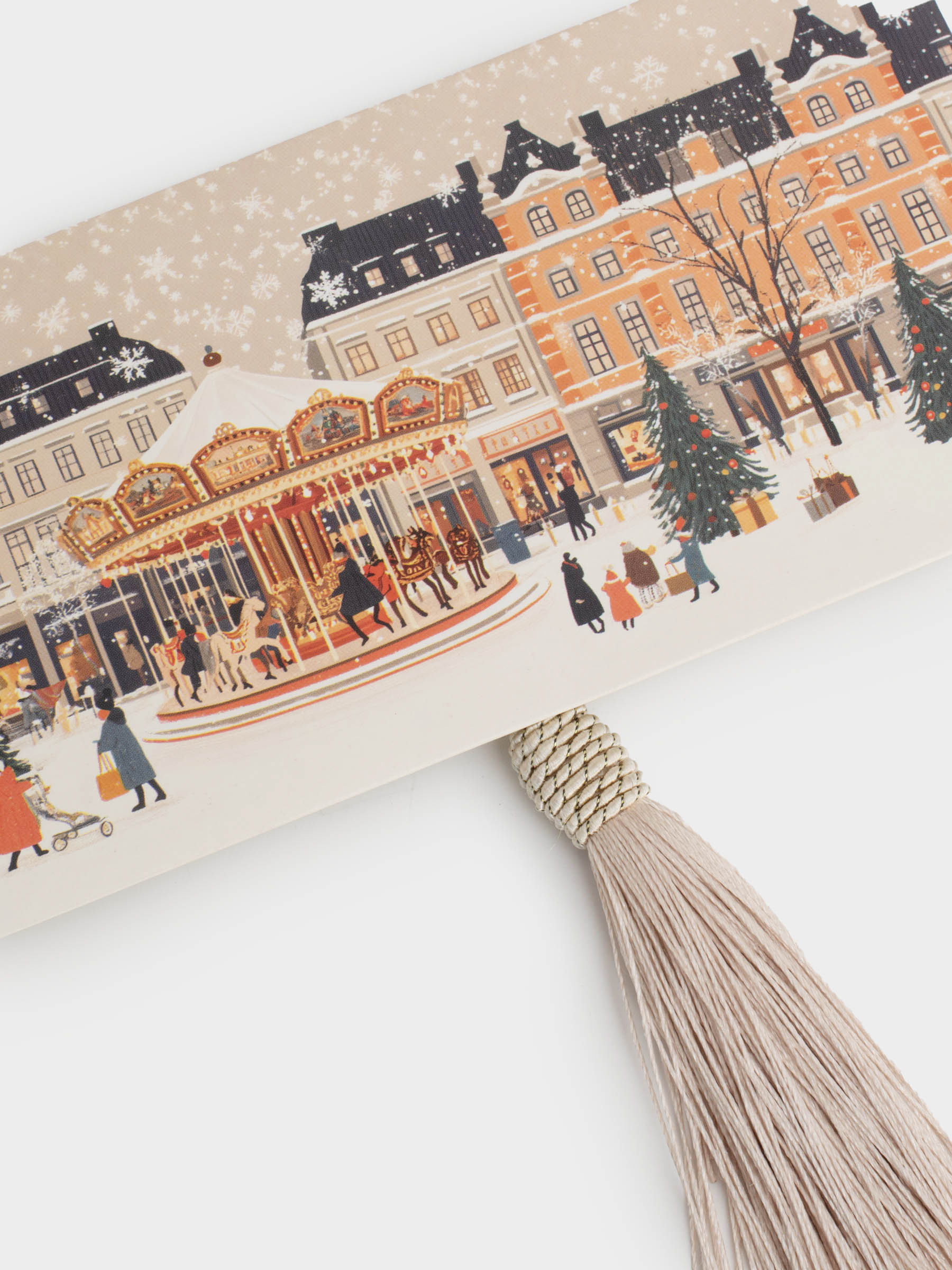 Конверт подарочный, 17х9 см, с кисточкой, бумага, молочный, Карусель, Christmas carousel, image-2